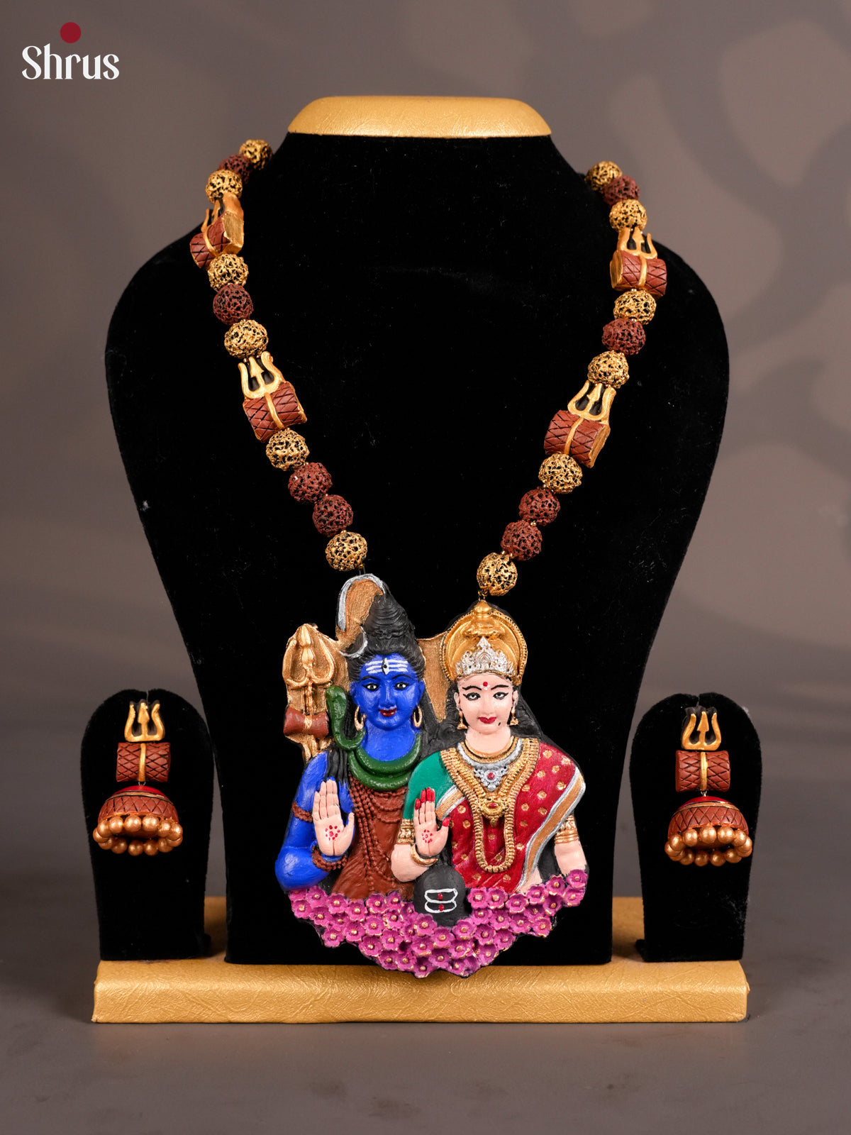Elegant Handcrafted Shiv Parvathy necklace Terracotta set -EAJ20014