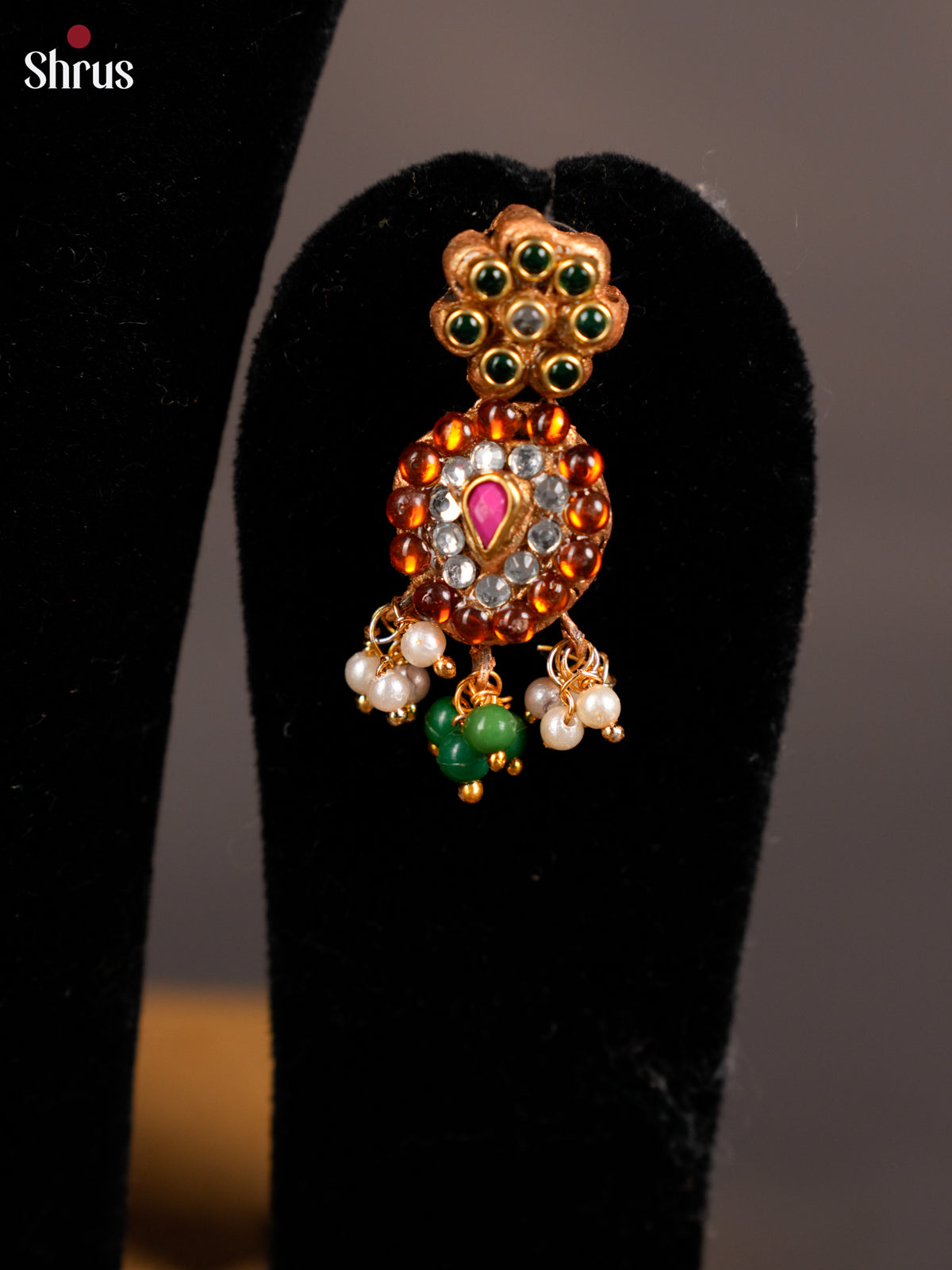 Handcrafted Necklace with kemp stones Terracotta set -EAJ20017