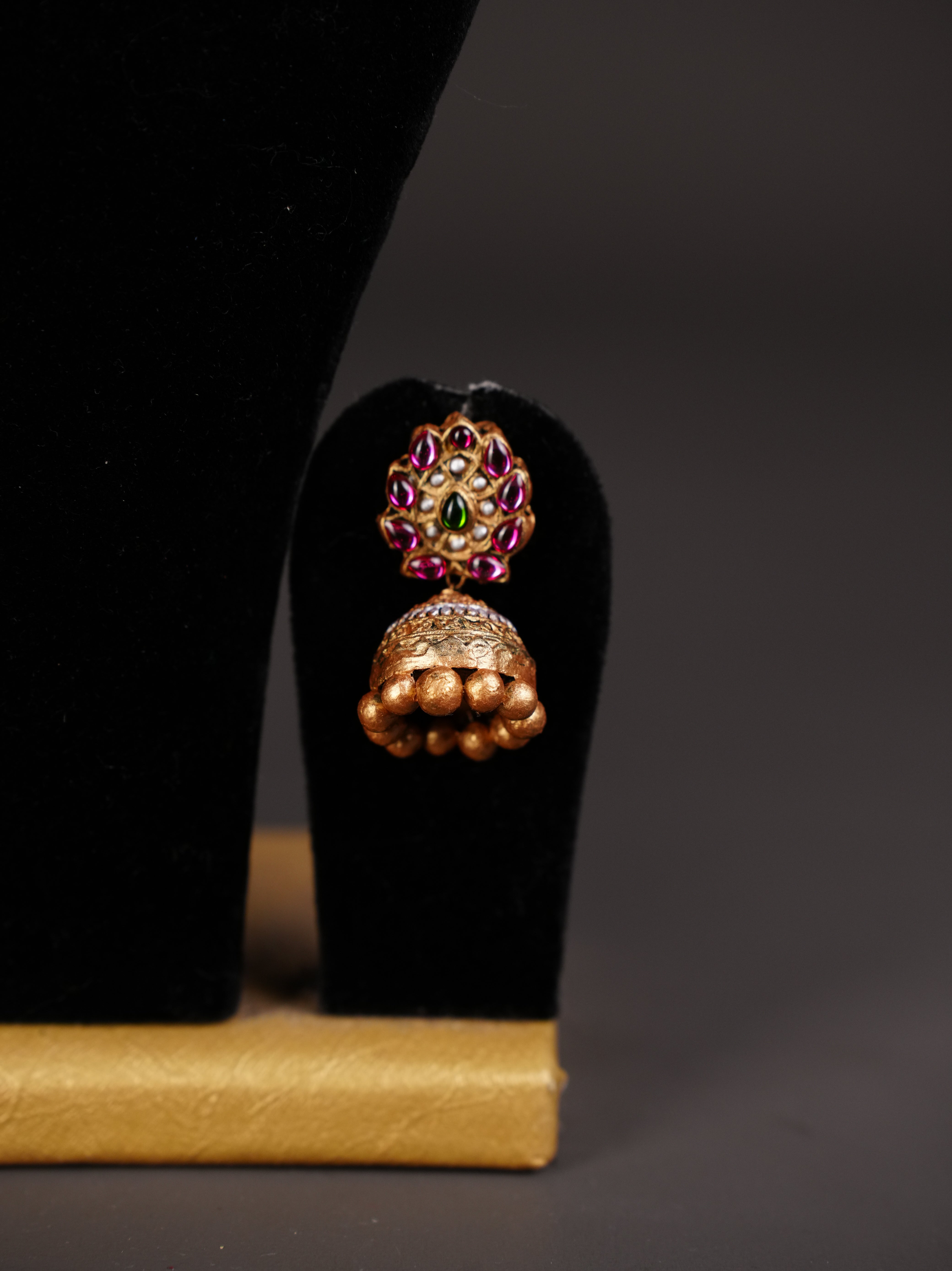 Exquisite Peacock Design Haram terracotta set with kemp stones - EAJ24004 - Shop on Shrus.com