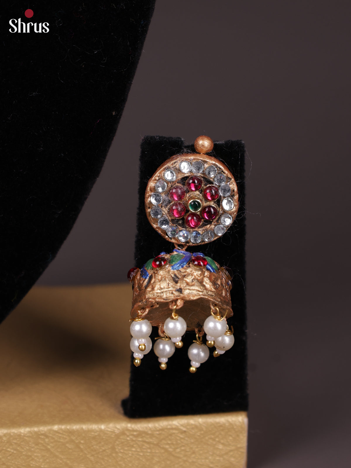 Classy Peacock Design Handpainted Terracotta Set with Jhumkas EAJ24006 - Shop on Shrus.com