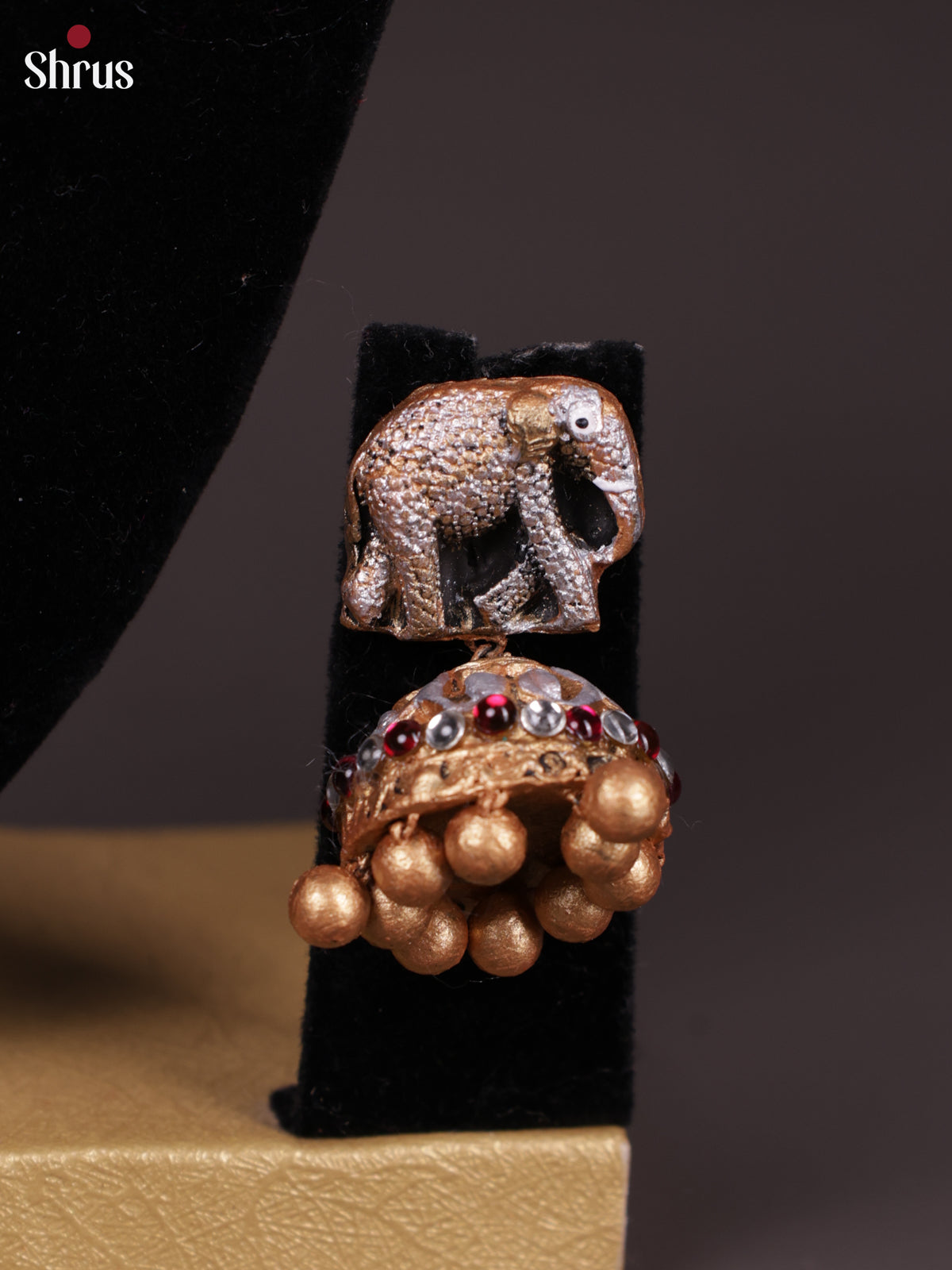 Exquisite Elephant Design Handpainted Terracotta set with Jhumkas  - EAJ24007 - Shop on Shrus.com