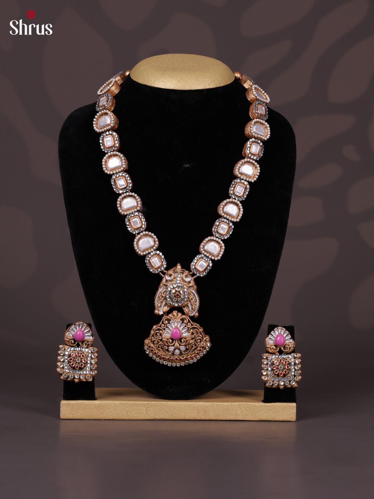 Beautiful White Handmade Peacock Design Terracotta set with earring- EAJ24012