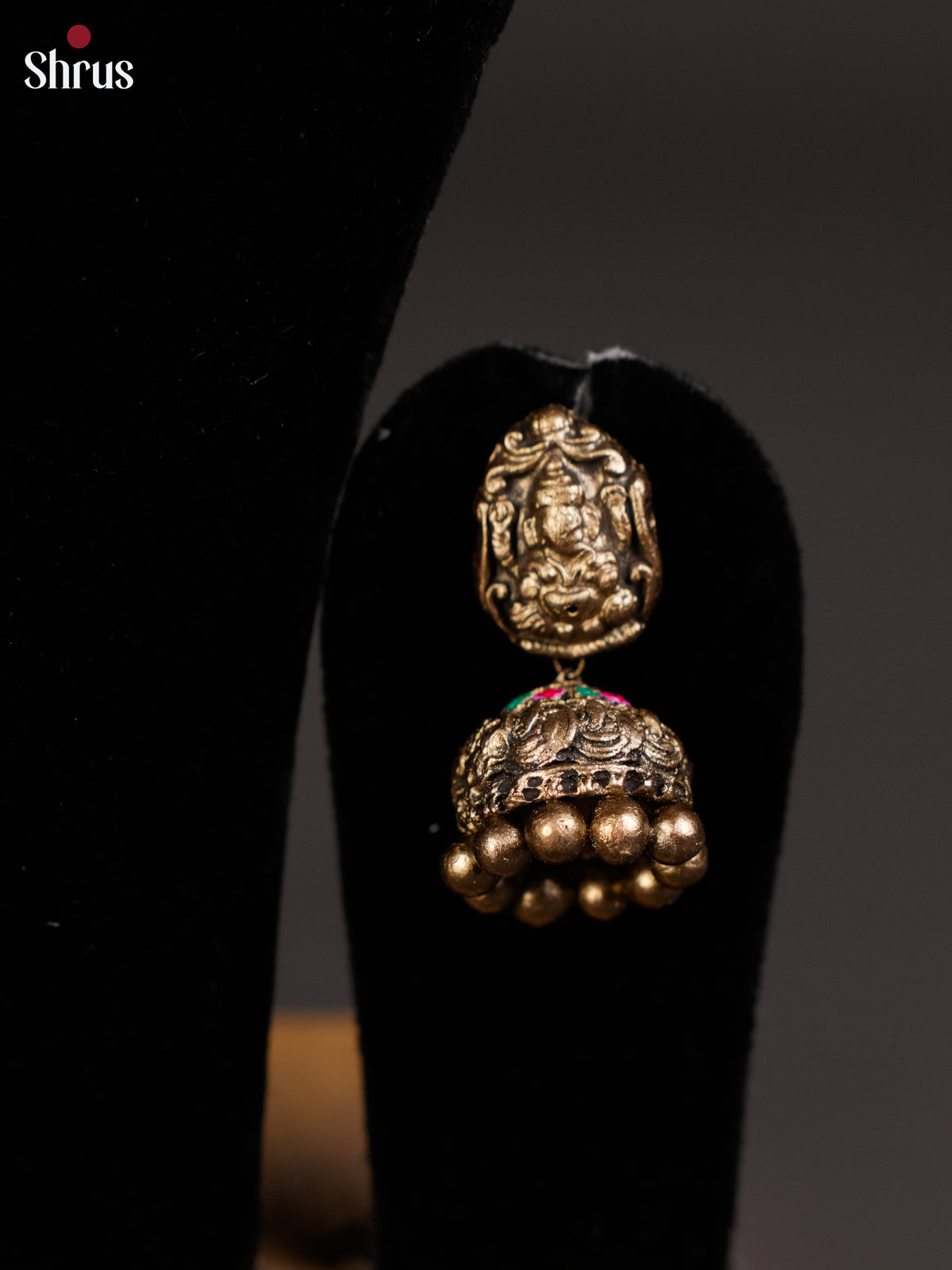 Handcrafted Antique Ganesha terracotta necklace set with Jhumka -EAJ24013 - Shop on Shrus.com