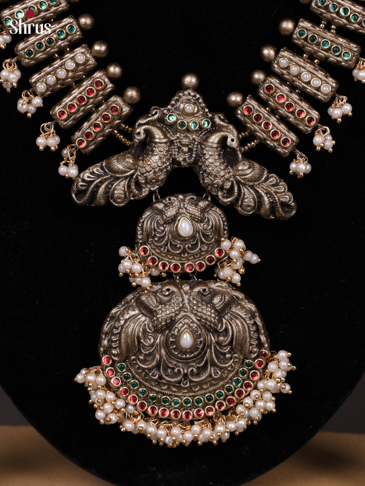 Antique Peacock design handpainted  Terra cotta set  -EAJ24016