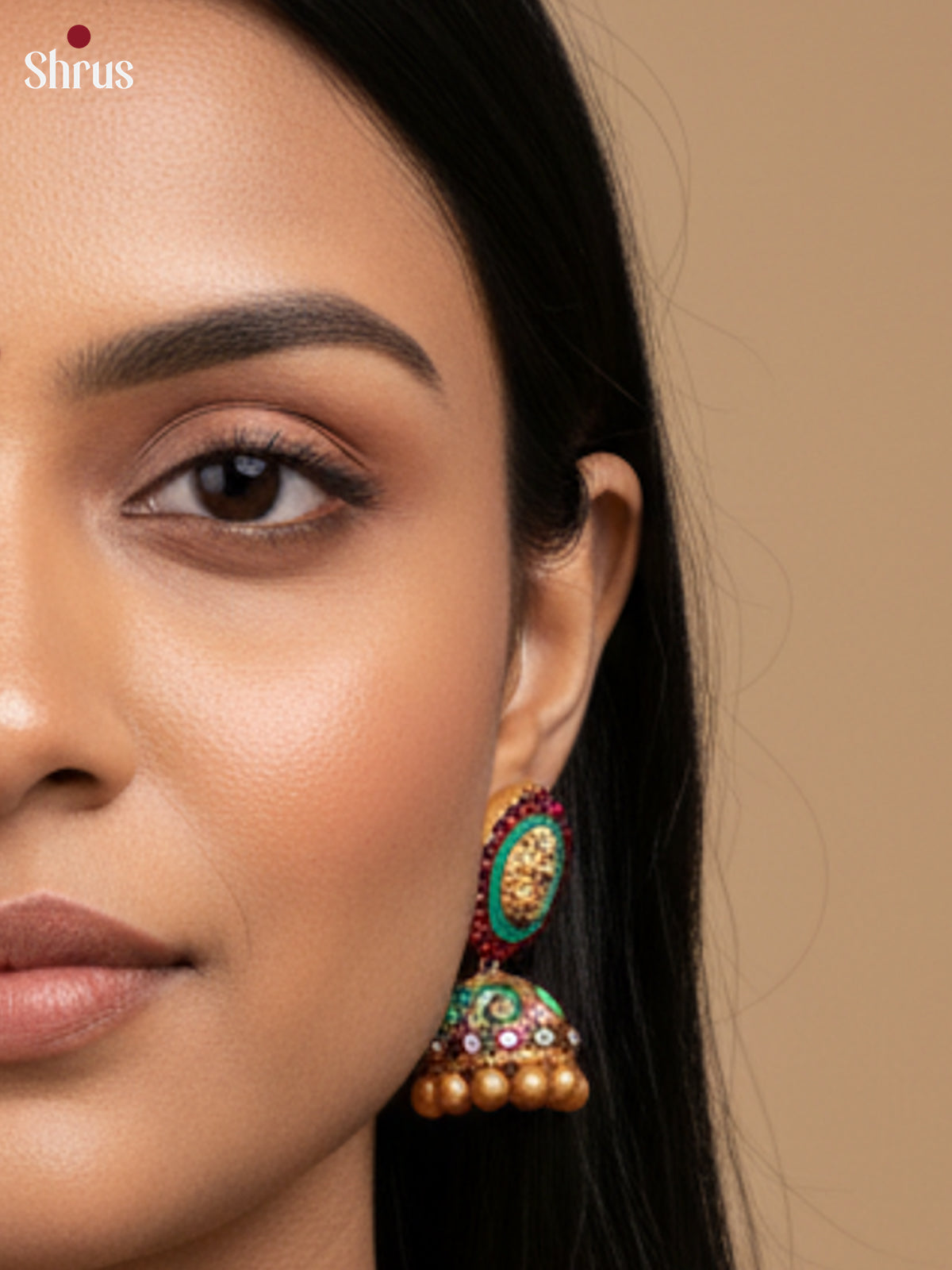 Handpainted Blue Manga Terracotta Necklace set with jhumka  -EAJ24022