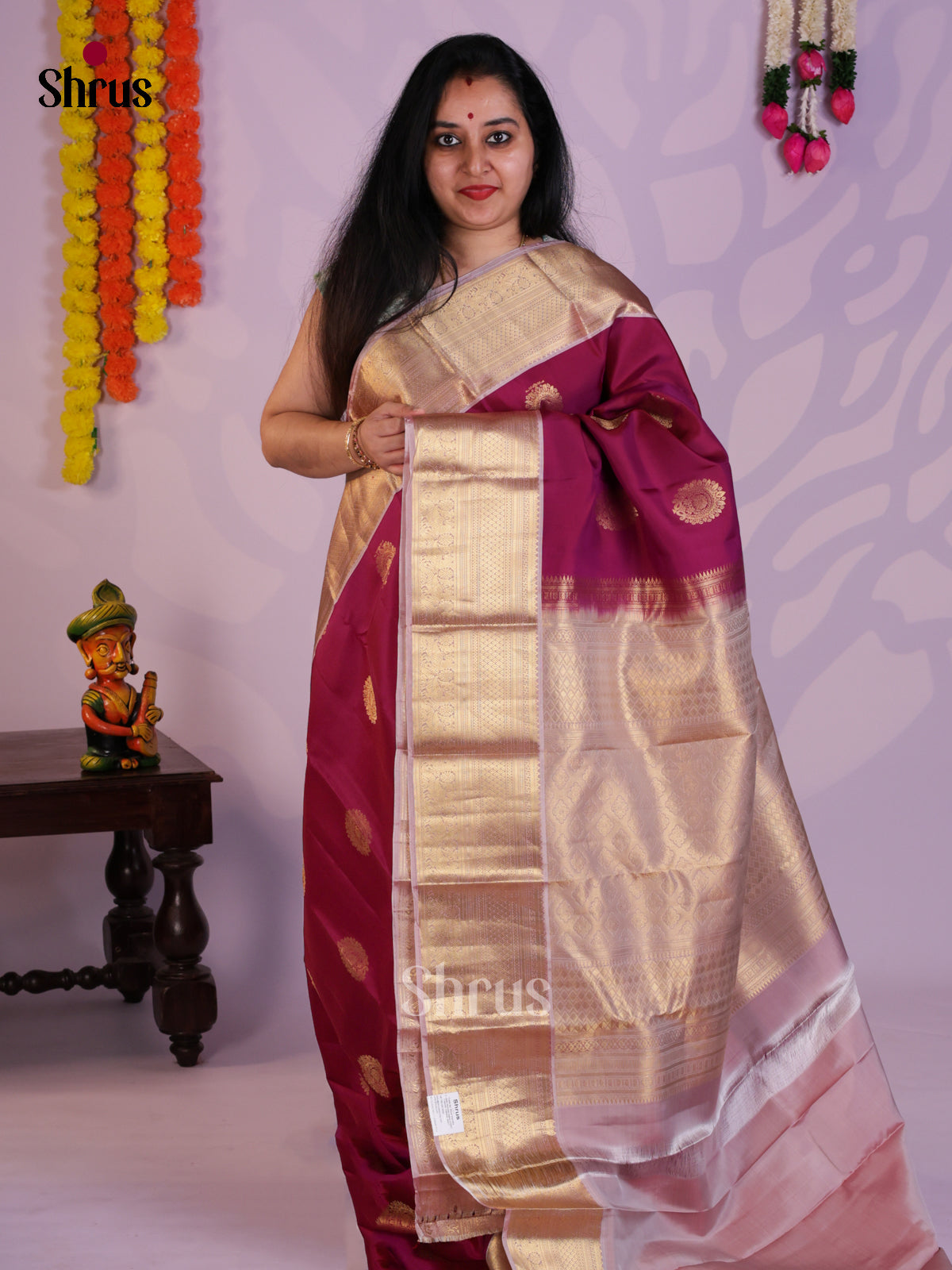 Purple & Lavender - Kanchipuram-halfpure Saree- EAS08321 - Shop on Shrus.com