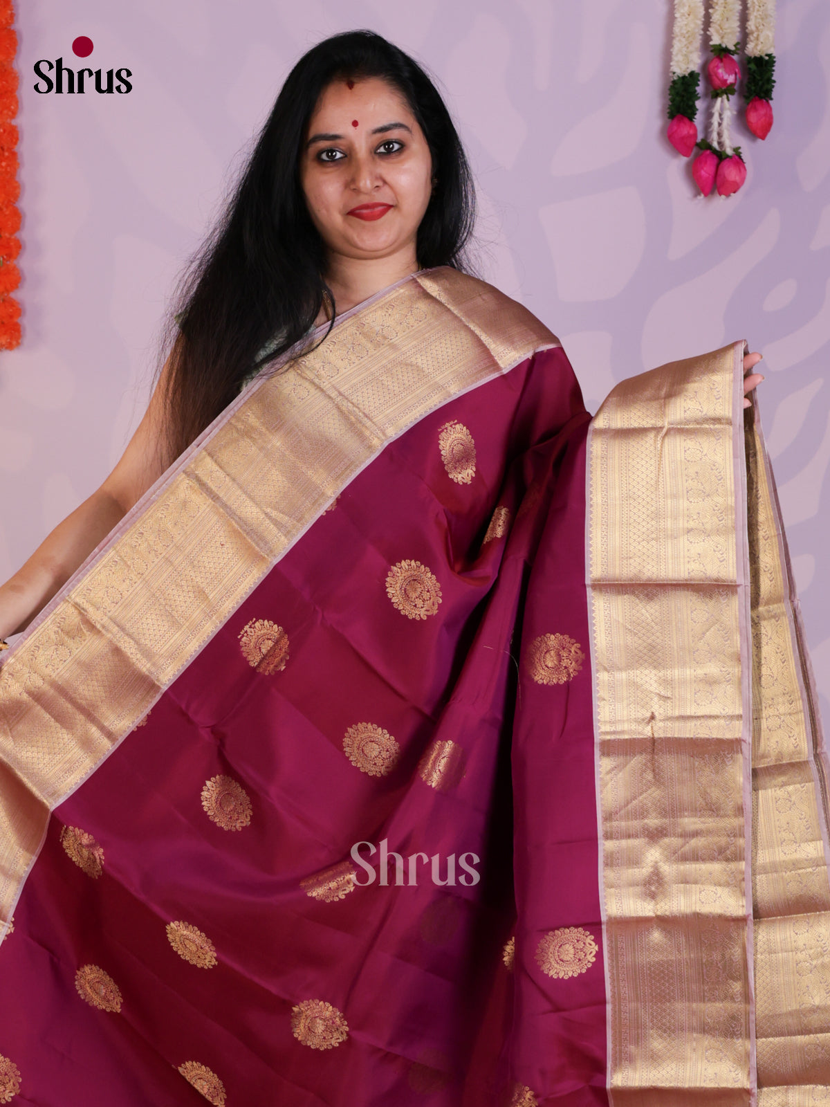 Purple & Lavender - Kanchipuram-halfpure Saree- EAS08321 - Shop on Shrus.com