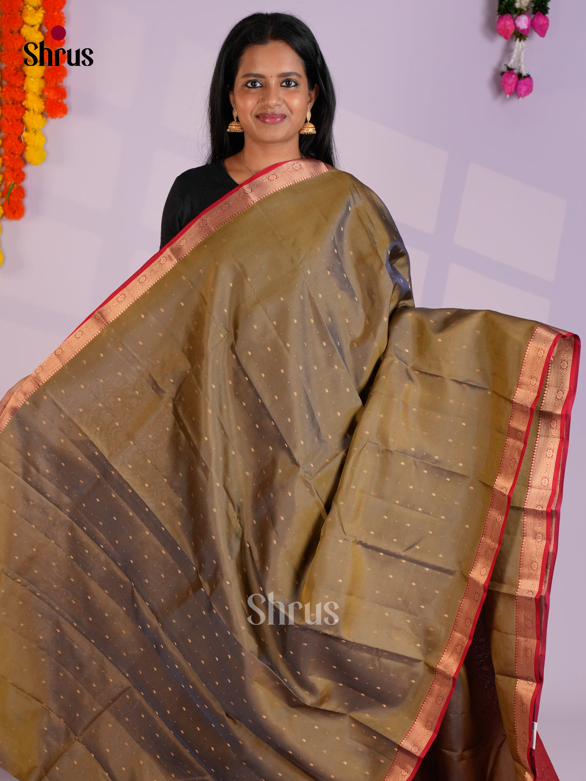 EAS09006 - Kanchipuram-halfpure Saree - Shop on Shrus.com