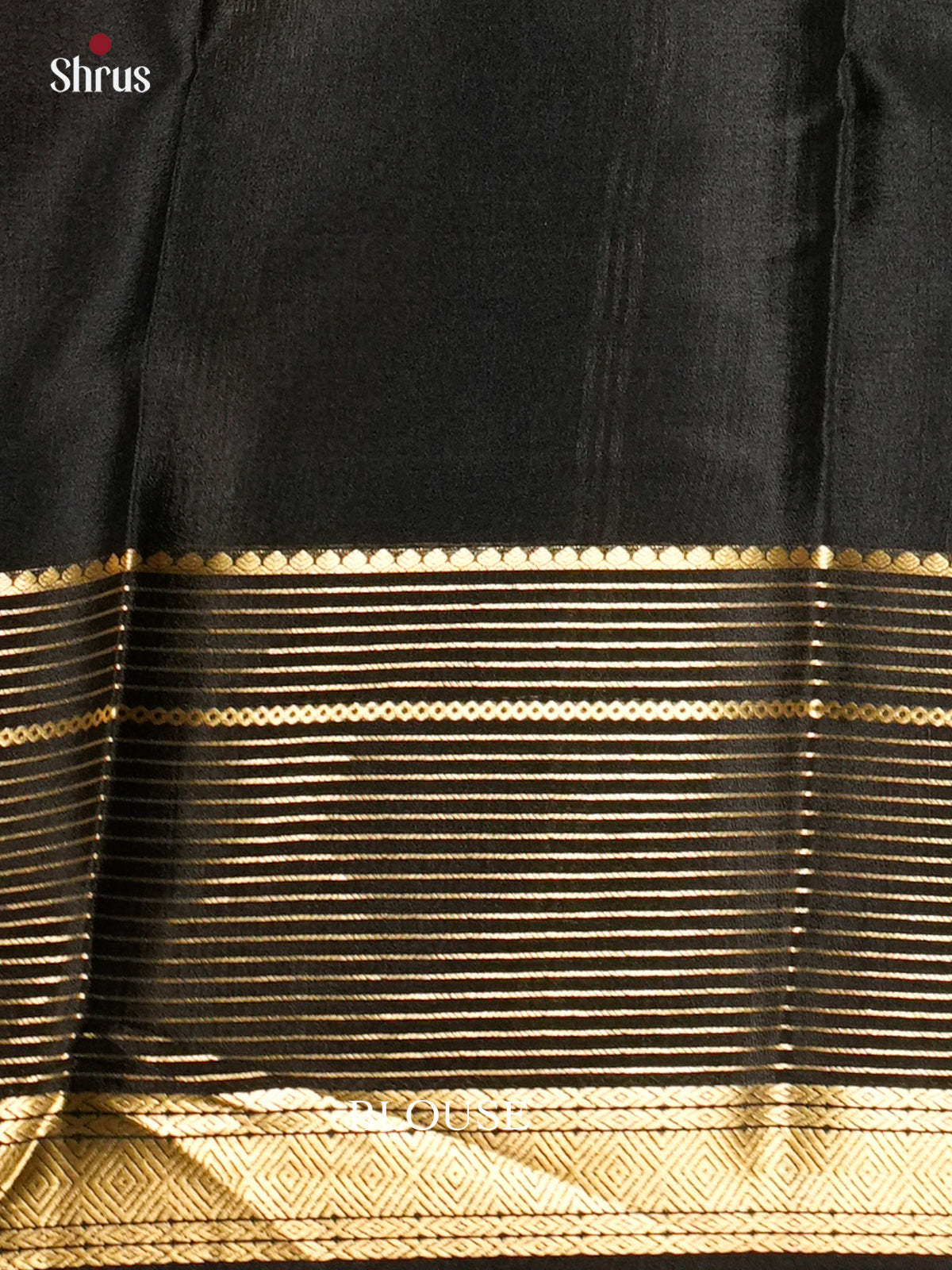 Beautiful Orange & Black Mysore Silk Saree  with contrast zari border - EAS09132