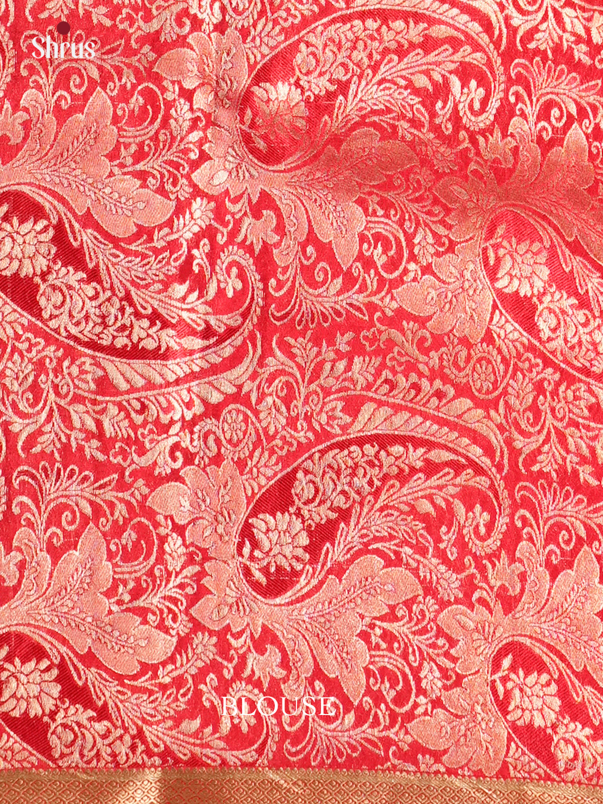 Bright Red  Mysore Silk Saree with gold zari buttas -EAS09164