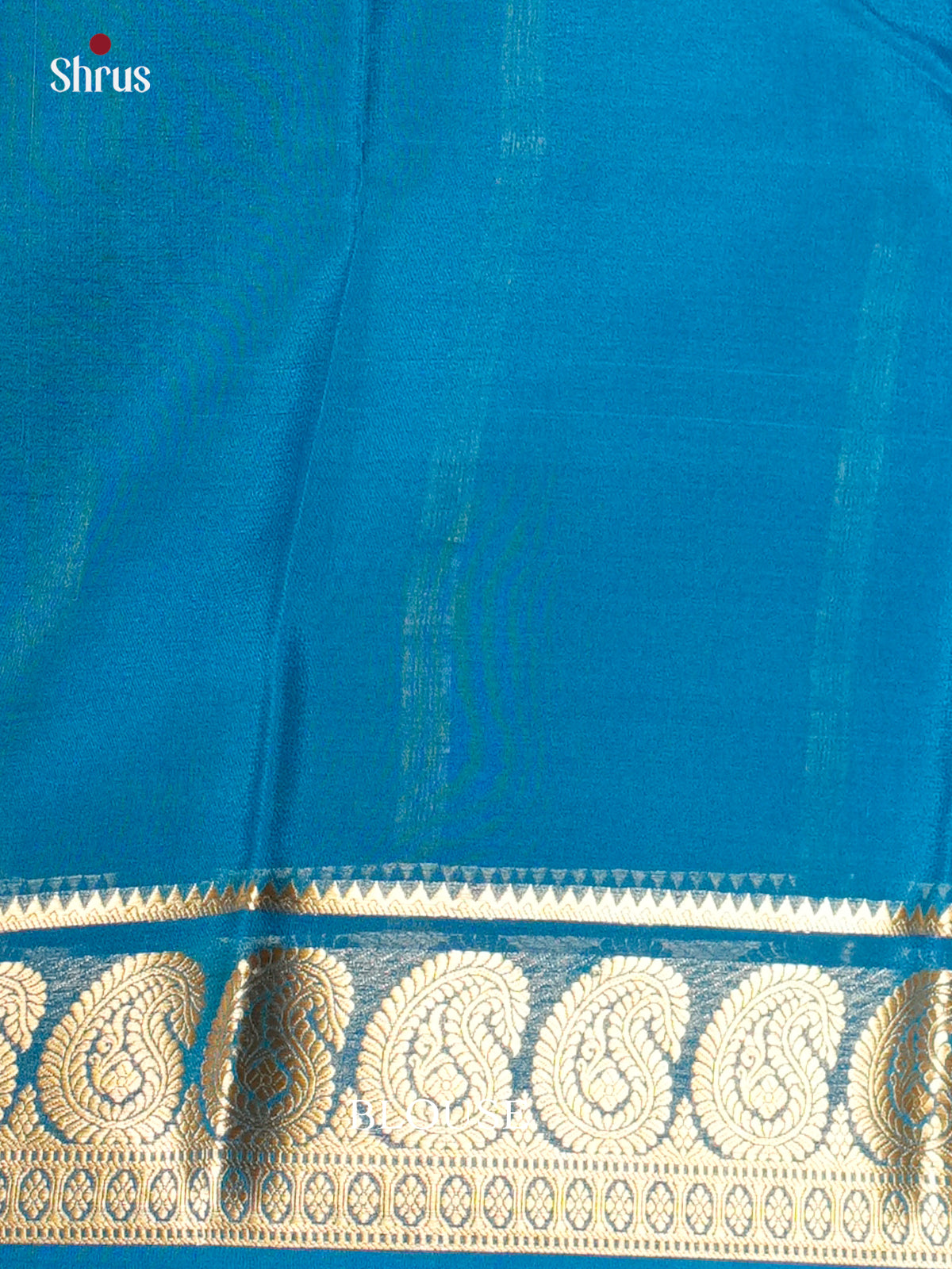 Celestial Sky Blue & Blue Mysore Silk Saree with traditional zari border -EAS09208