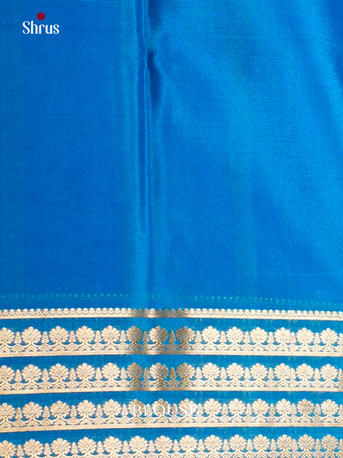 Royal Blue & Blue  Mysore Silk Saree with contrast zari striped border - EAS09228