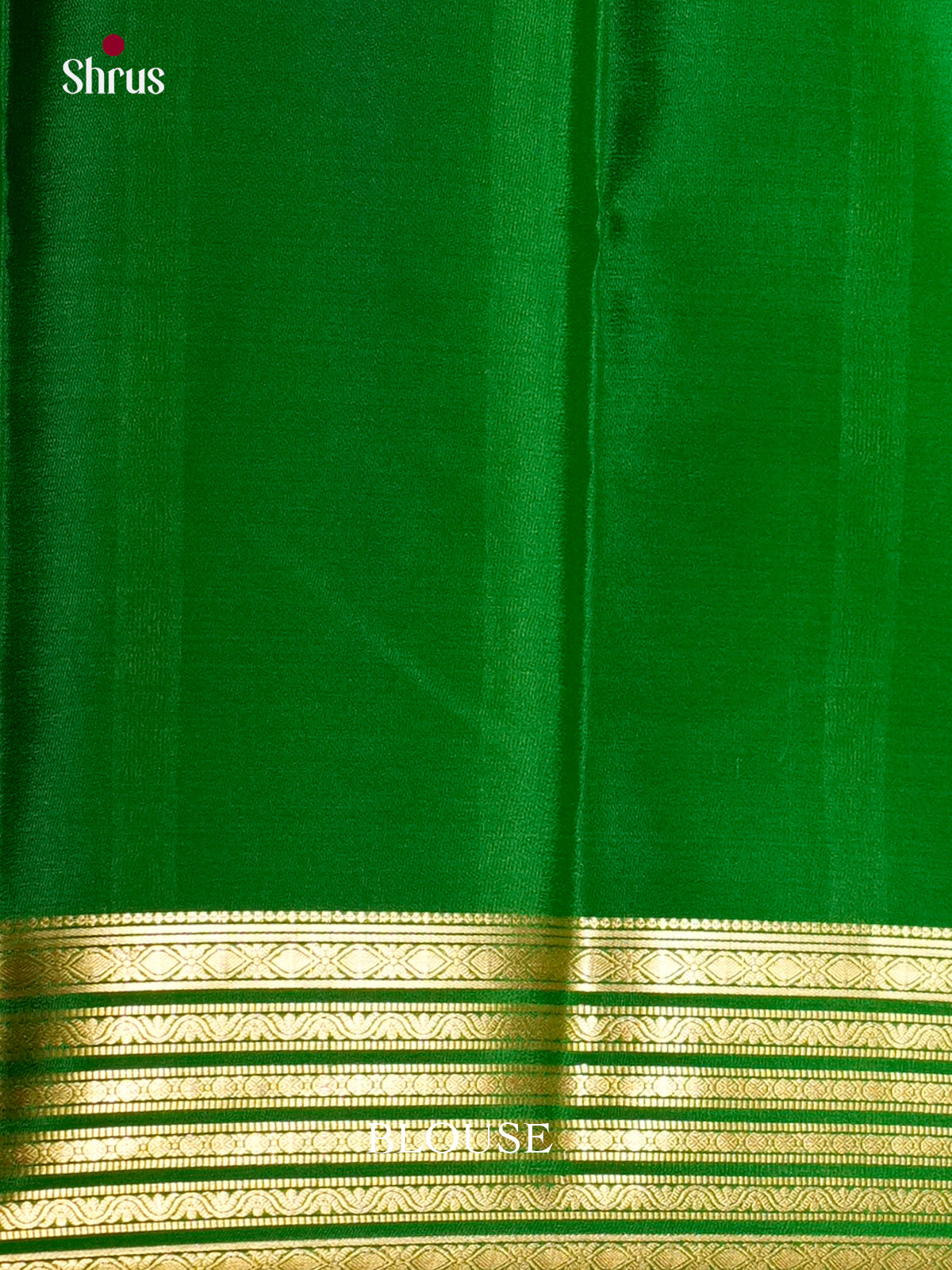 Pretty  Red & Green Mysore Silk Saree with gold zari striped border - EAS09235