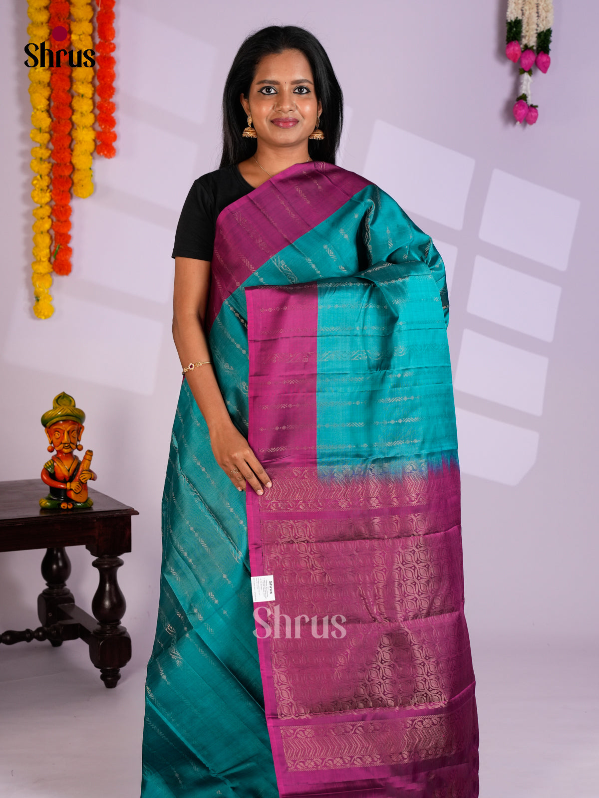 Blue & Purple - Softsilk-halfpure Saree -EAS10197 - Shop on Shrus.com
