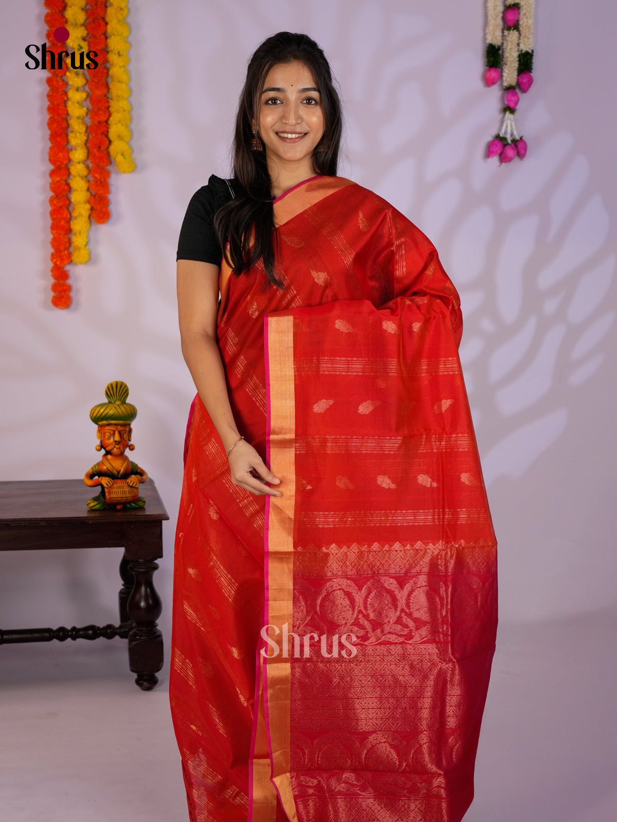 Red & Pink - Timeless Silk Cotton Saree- EAS12029