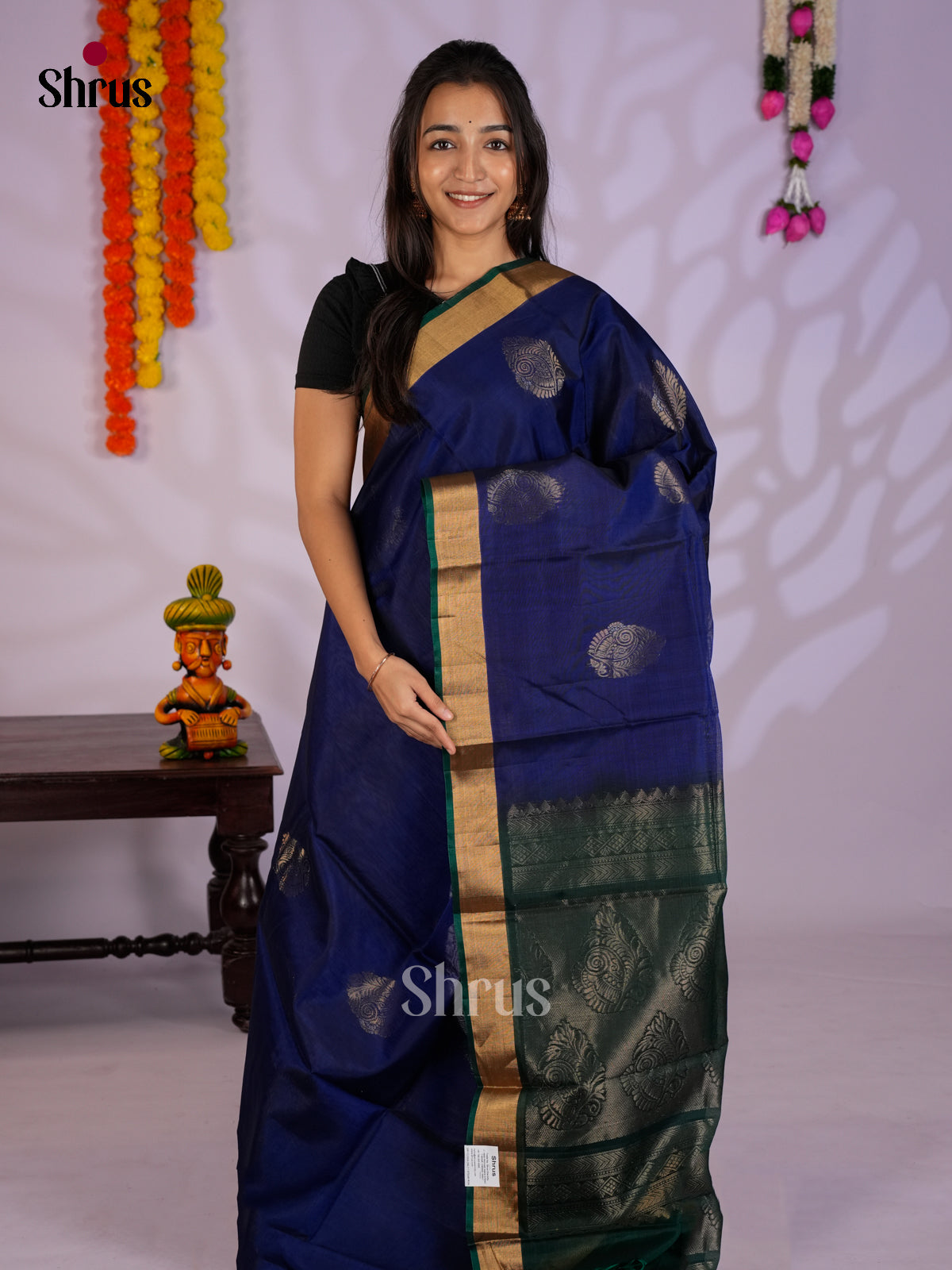 Blue & Green- Timeless Silk Cotton Saree -EAS12061