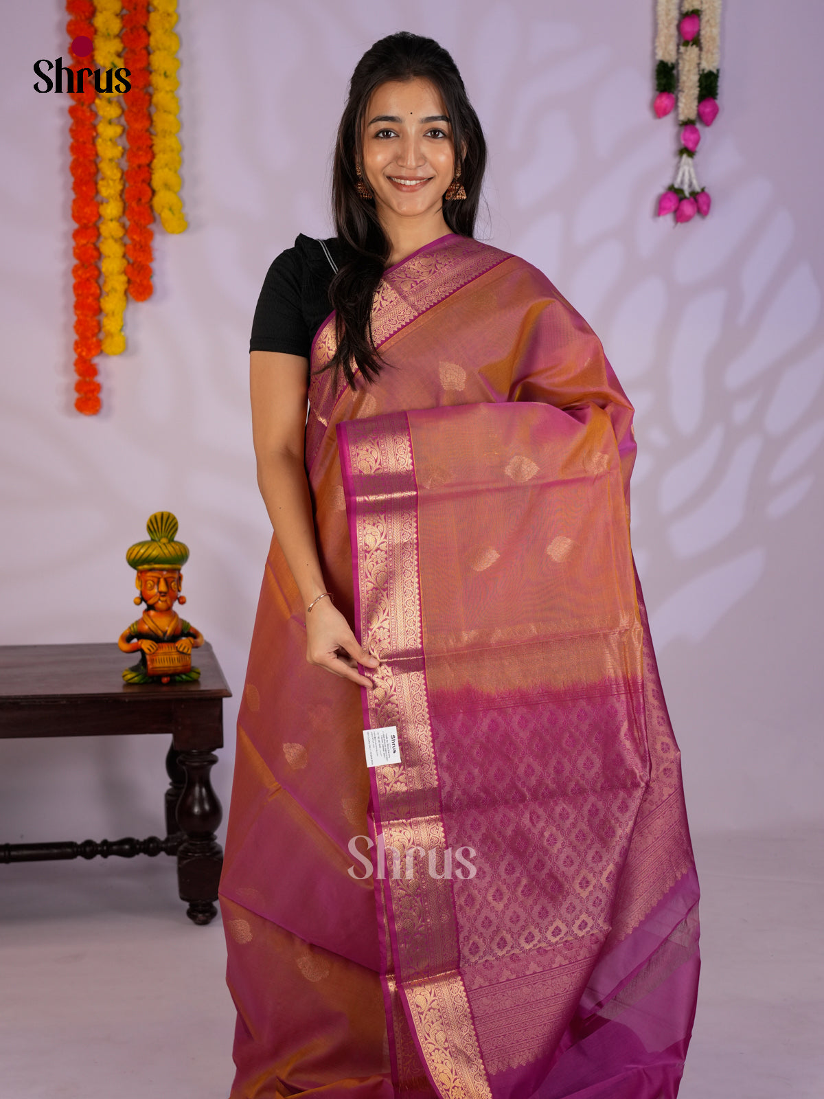 Onion Peel & Purple - Timeless Silk Cotton Saree- EAS12095