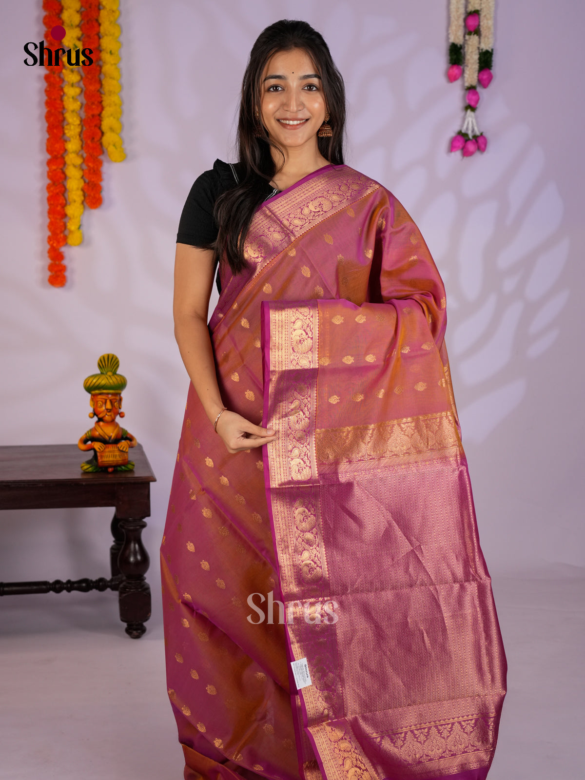 Onion Peel & purple - Timeless Silk Cotton Saree - EAS12104