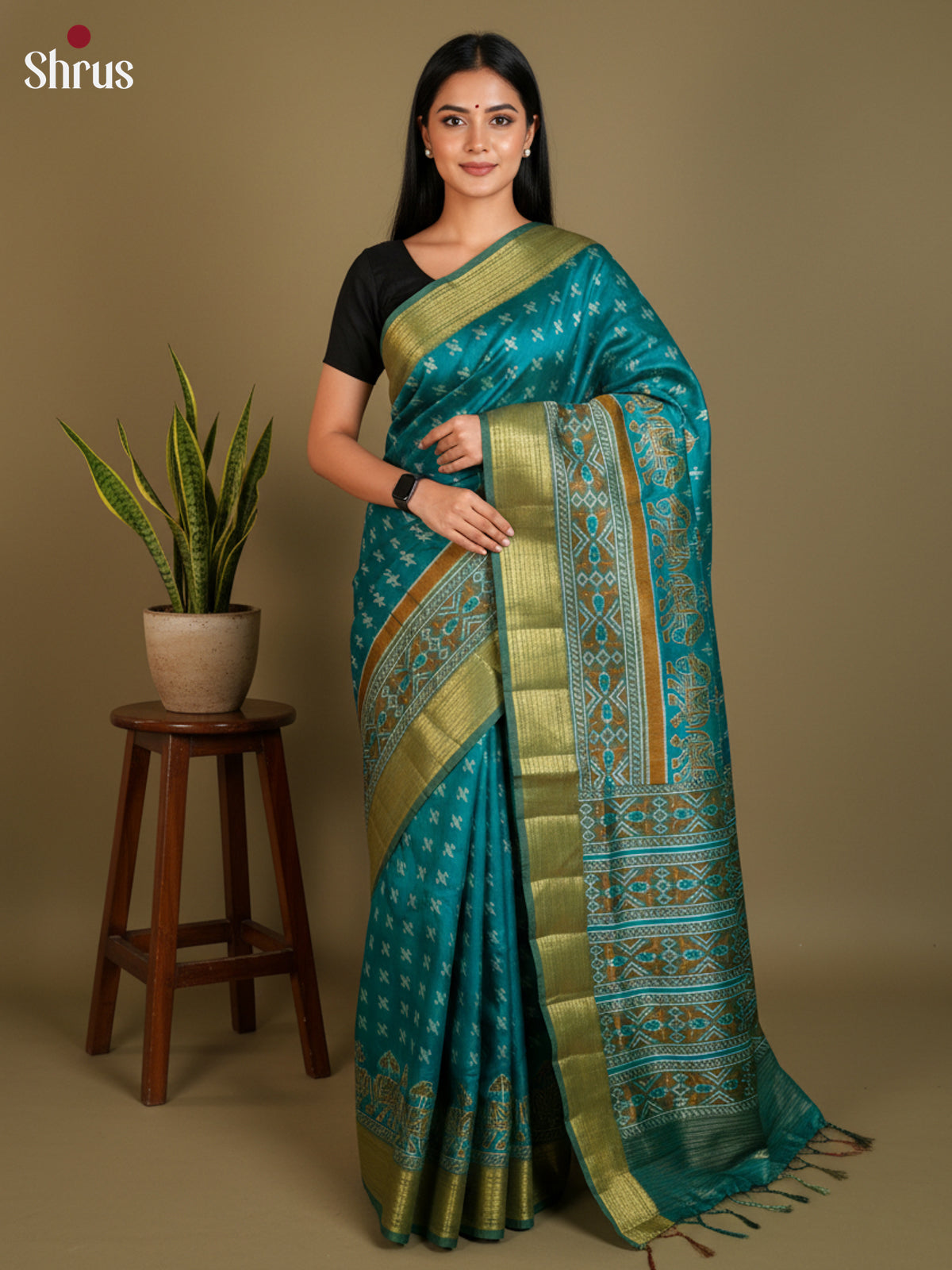 EAS12137 - Semi Patola-Regular Border Saree - Shop on Shrus.com