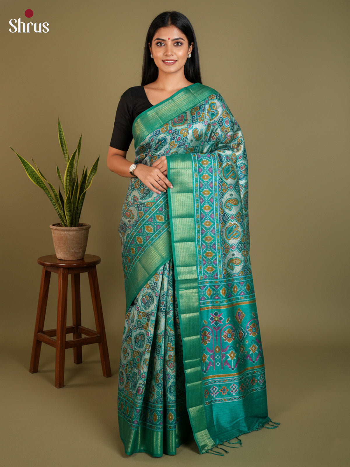 EAS12141 - Semi Patola-Regular Border Saree - Shop on Shrus.com