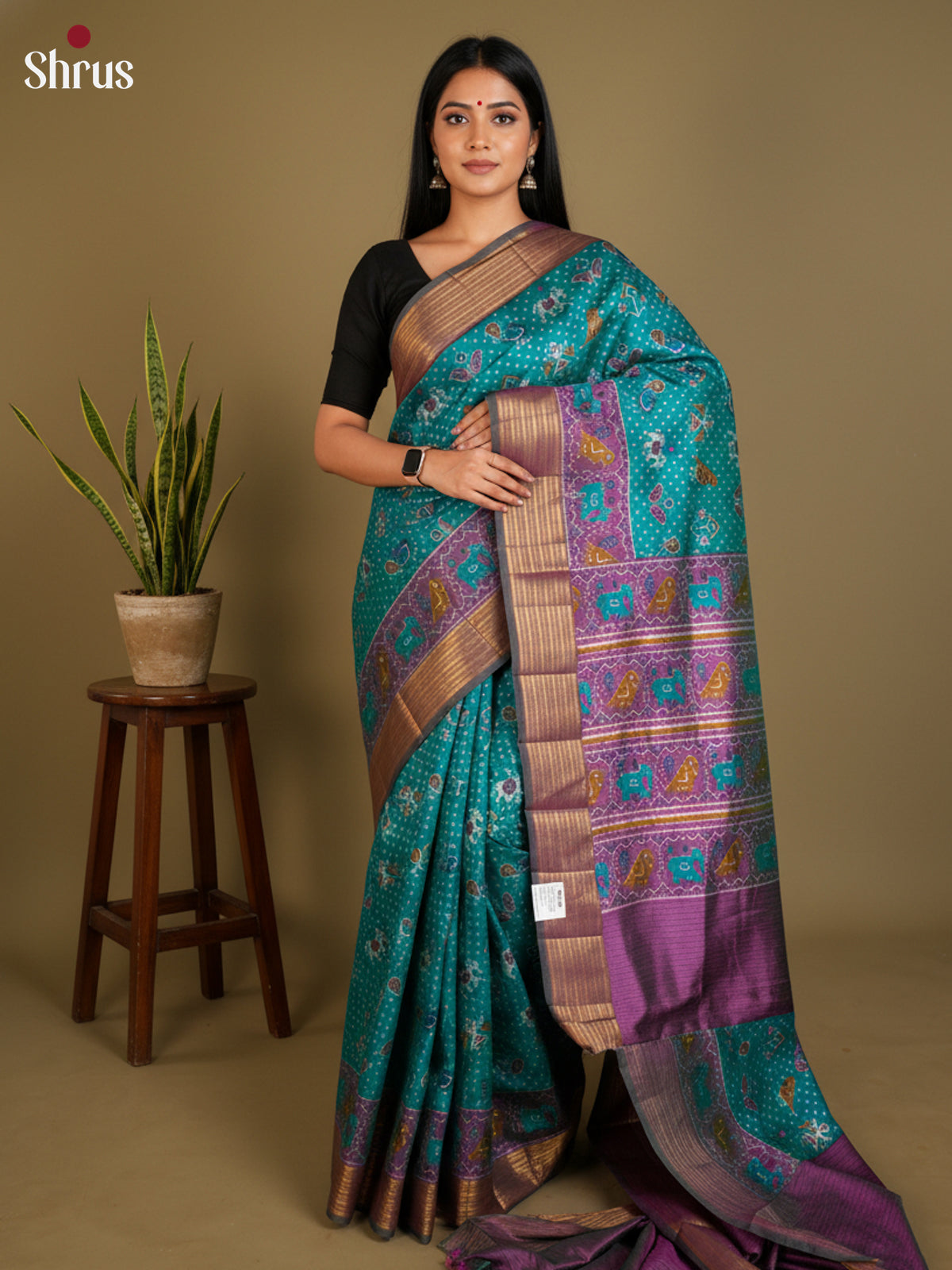 EAS12144 - Semi Patola-Regular Border Saree - Shop on Shrus.com