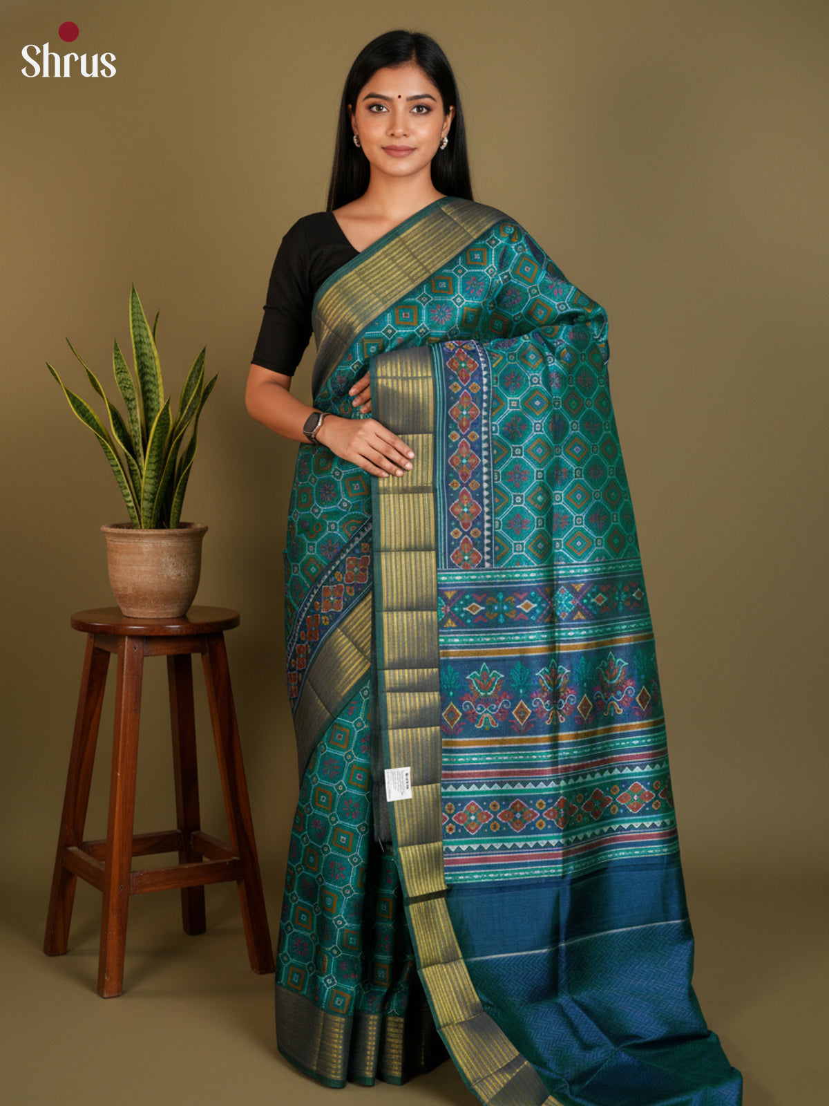 EAS12146 - Semi Patola-Regular Border Saree - Shop on Shrus.com