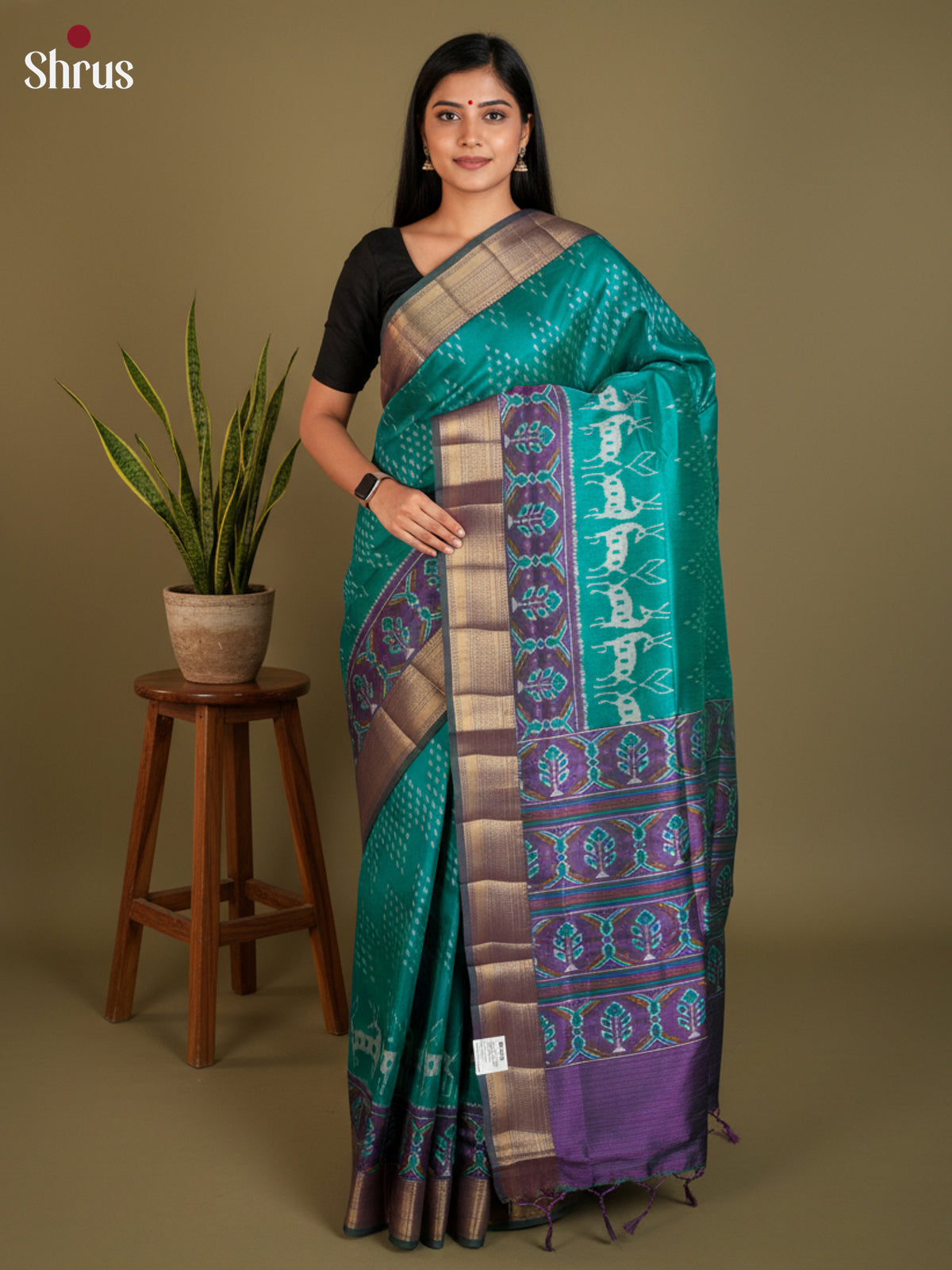 EAS12153 - Semi Patola-Regular Border Saree - Shop on Shrus.com