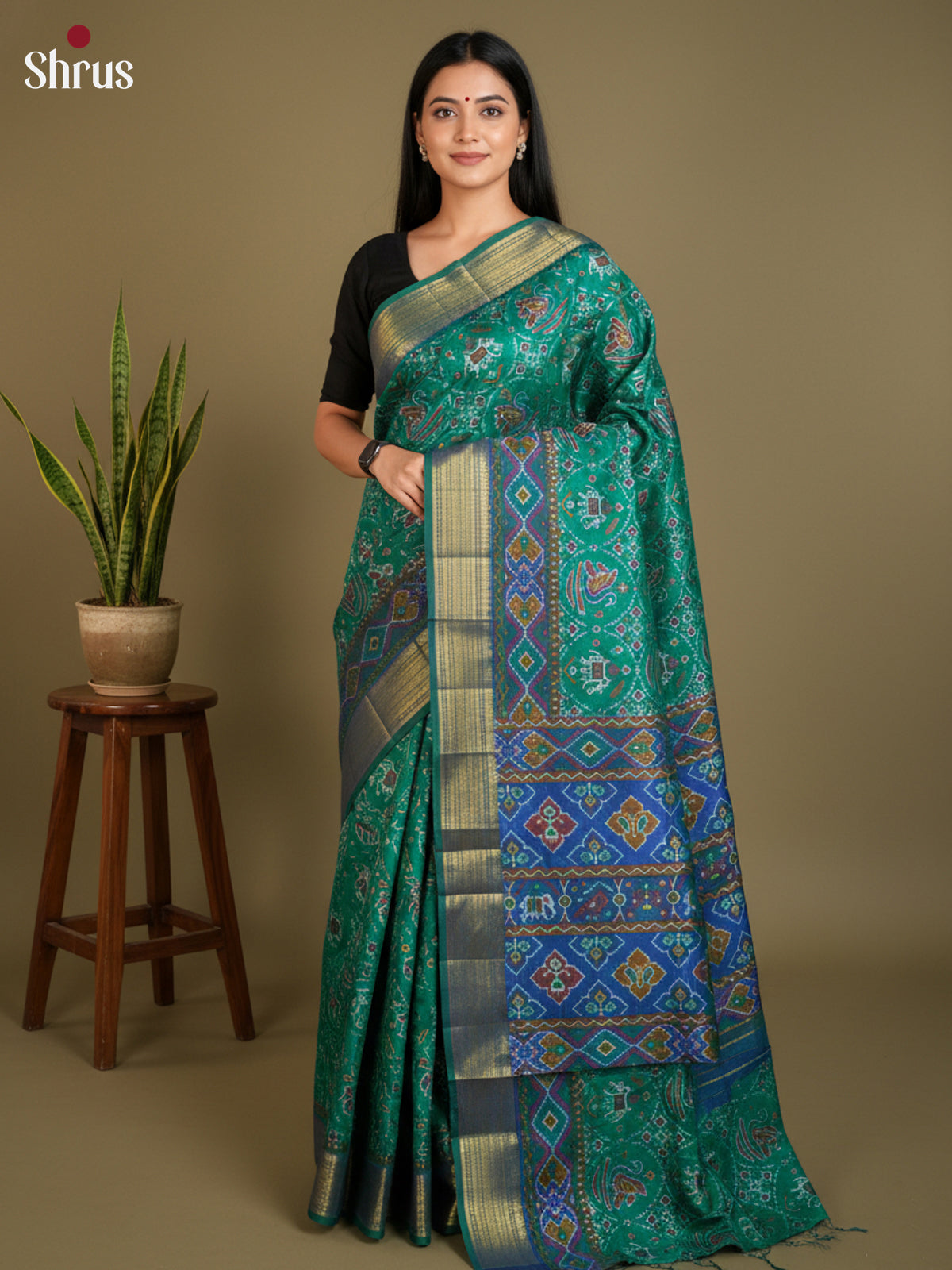 EAS12160 - Semi Patola-Regular Border Saree - Shop on Shrus.com
