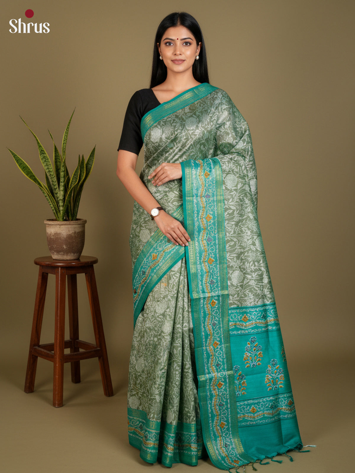 EAS12164 - Semi Patola -Rettapet border Saree - Shop on Shrus.com