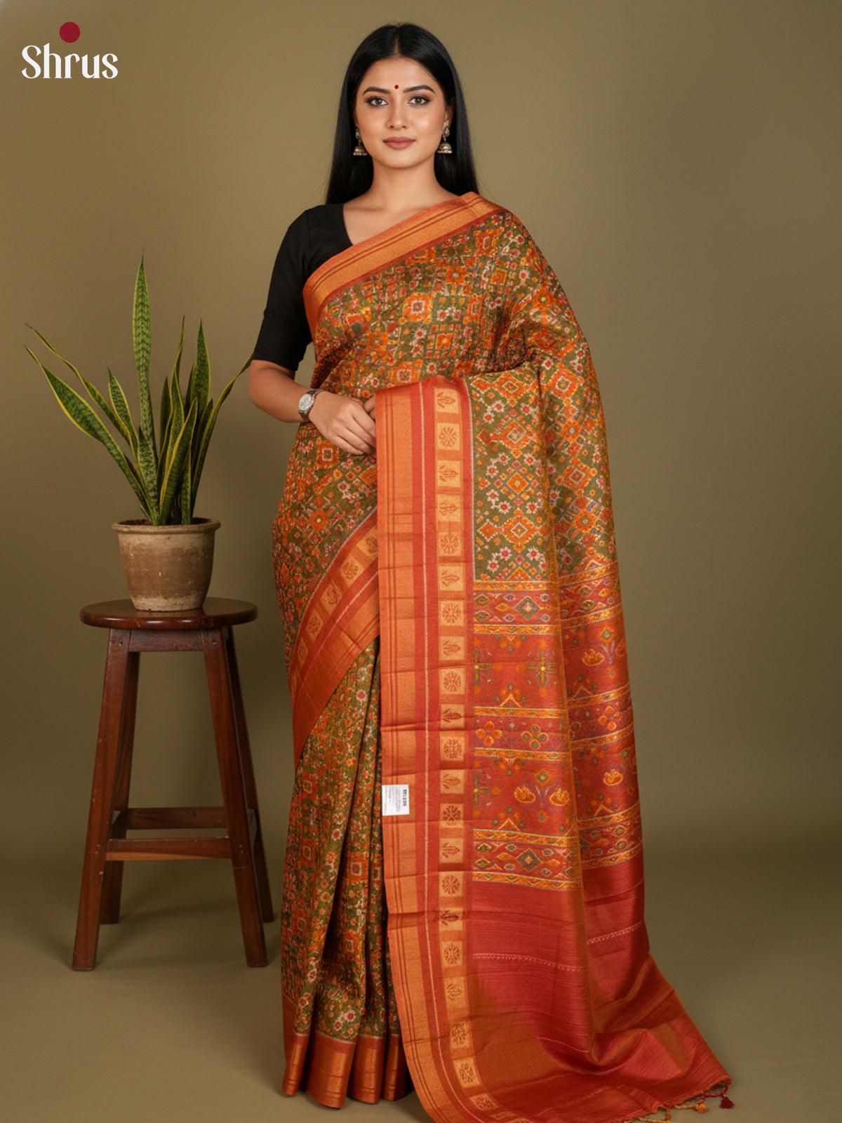 EAS12180 - Semi Patola -Rettapet border Saree - Shop on Shrus.com