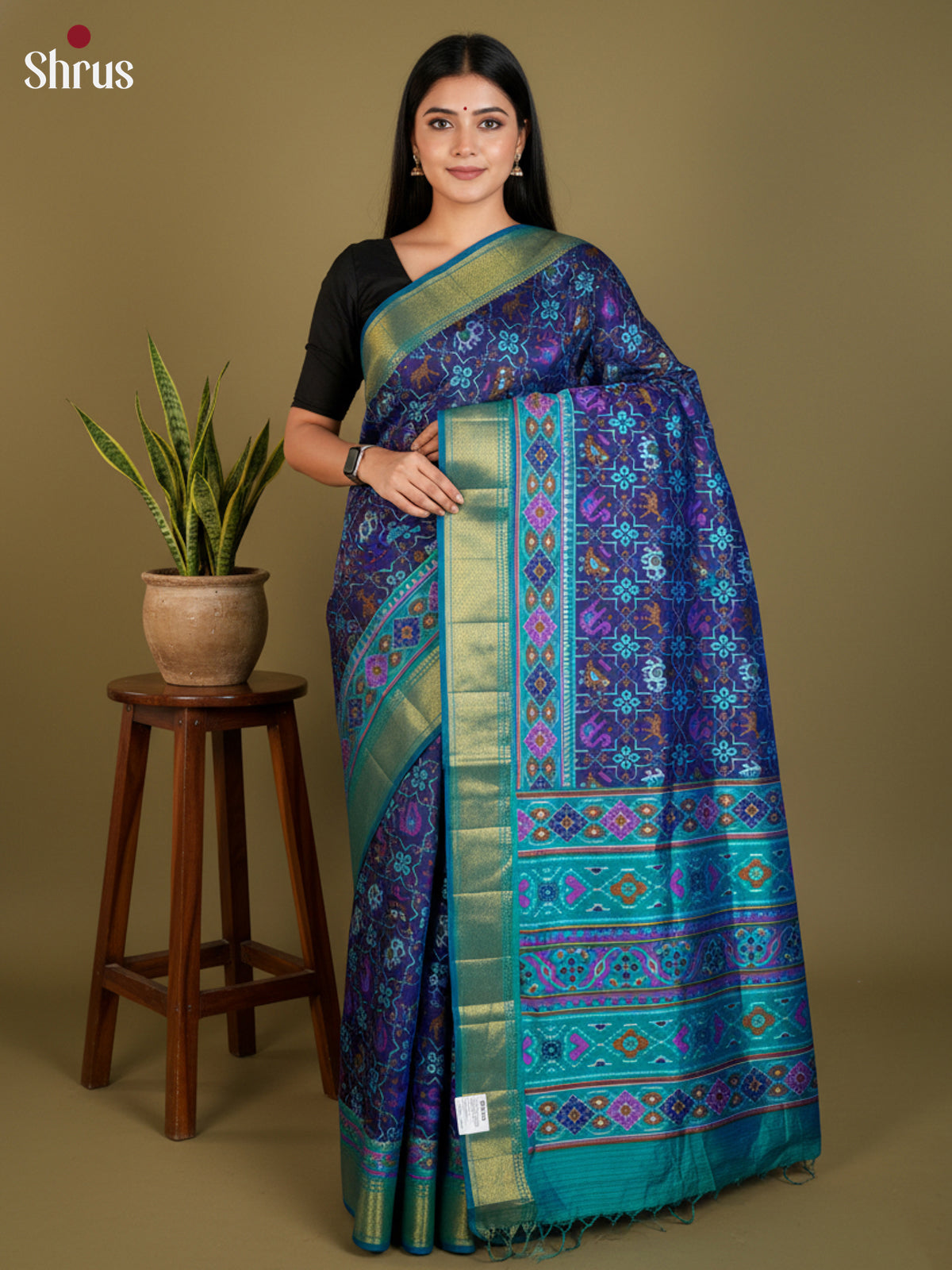 EAS12185 - Semi Patola-Regular Border Saree - Shop on Shrus.com