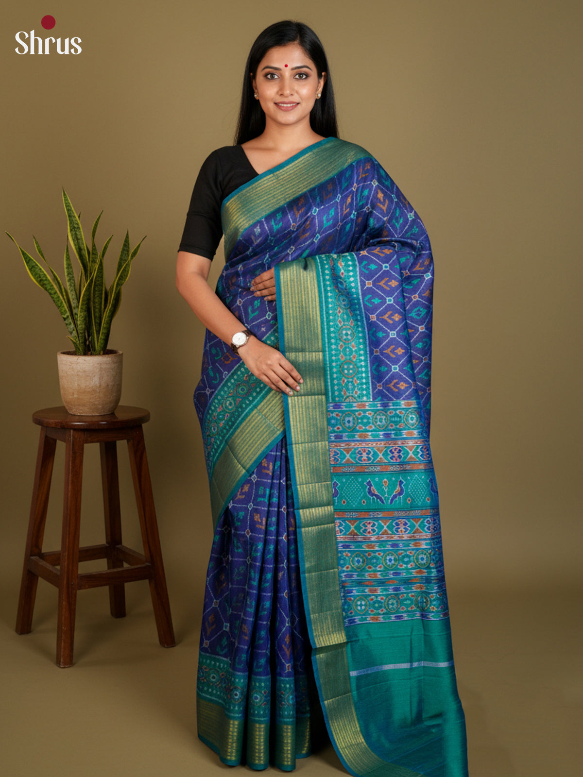 EAS12197 - Semi Patola-Regular Border Saree - Shop on Shrus.com