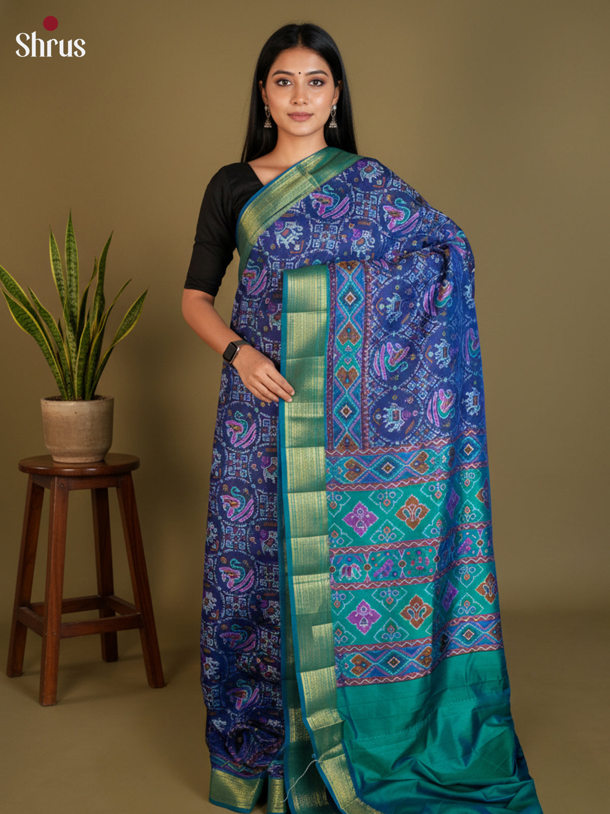 EAS12209 - Semi Patola -Rettapet border Saree - Shop on Shrus.com