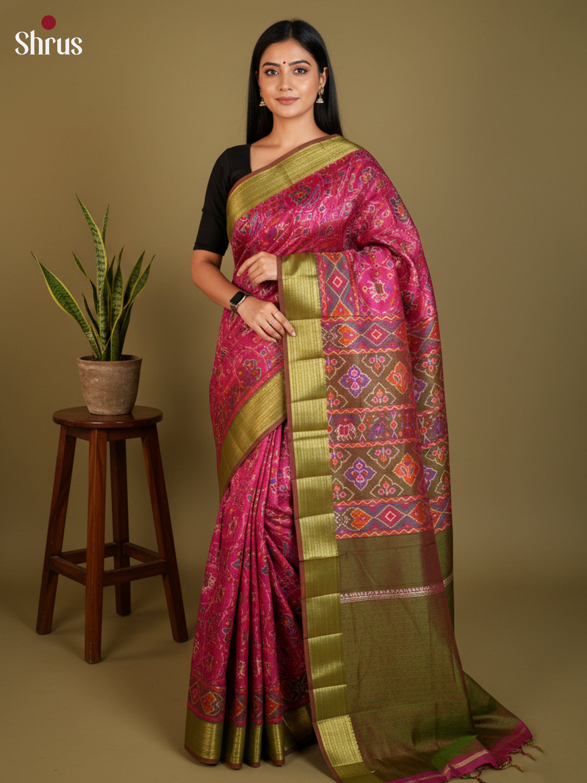 EAS12222 - Semi Patola-Regular Border Saree - Shop on Shrus.com