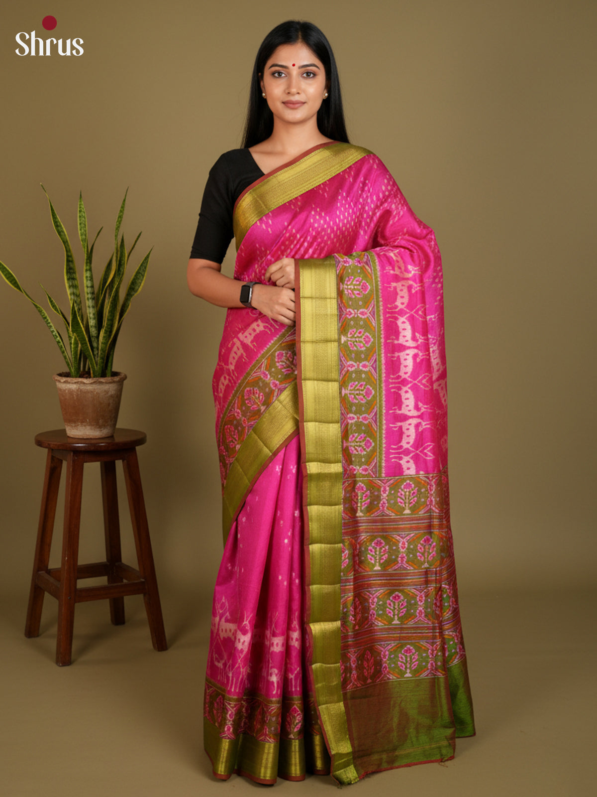 EAS12223 - Semi Patola-Regular Border Saree - Shop on Shrus.com