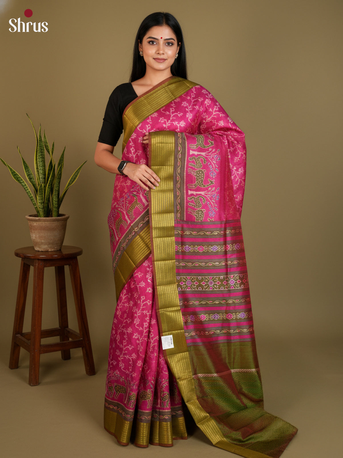 EAS12228 - Semi Patola-Regular Border Saree - Shop on Shrus.com
