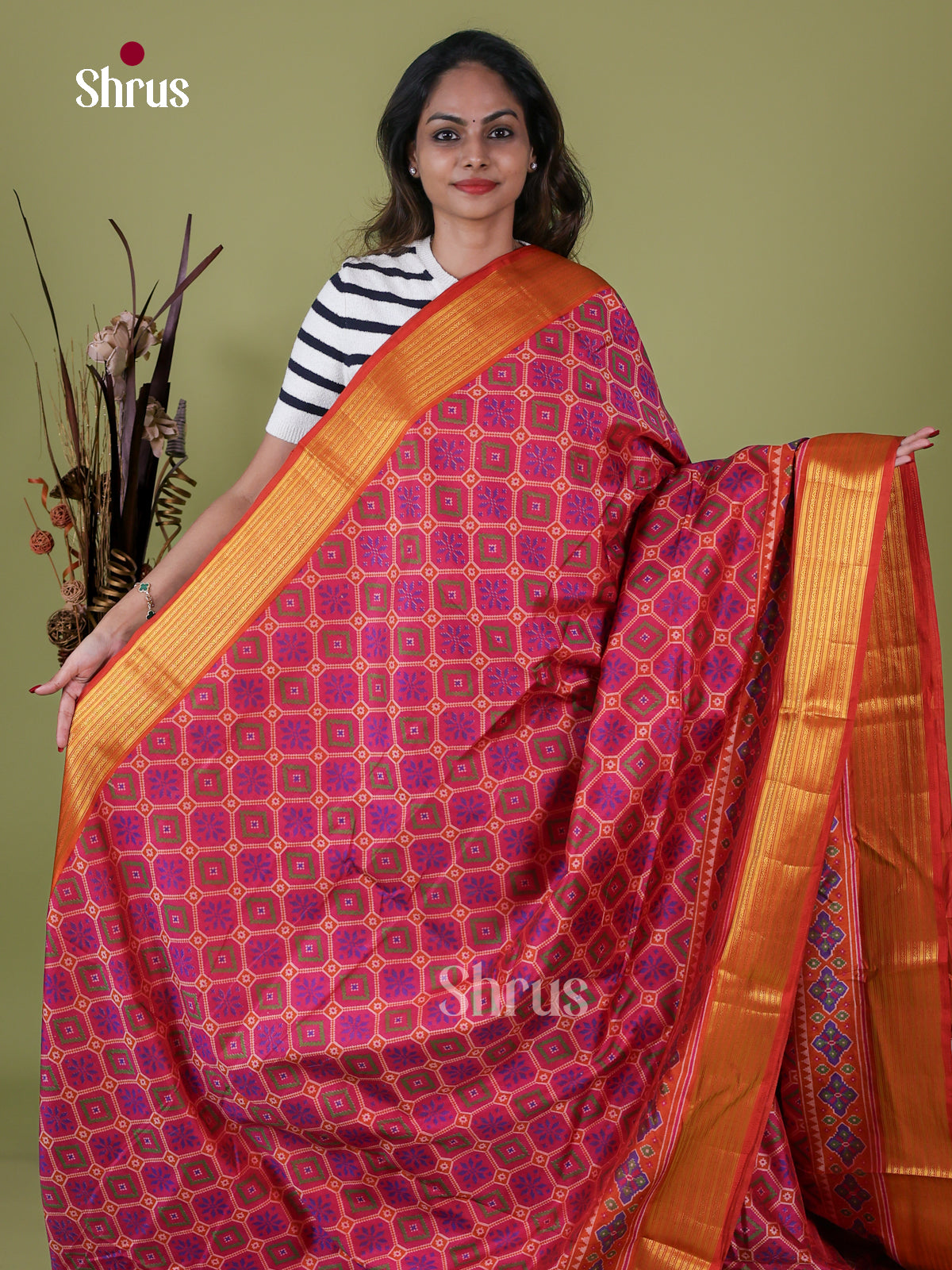 EAS12235 - Semi Patola-Regular Border Saree