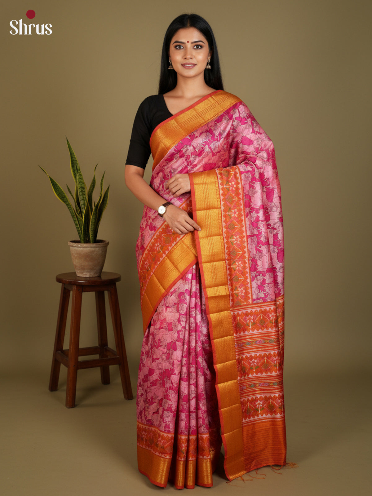 EAS12239 - Semi Patola-Regular Border Saree - Shop on Shrus.com