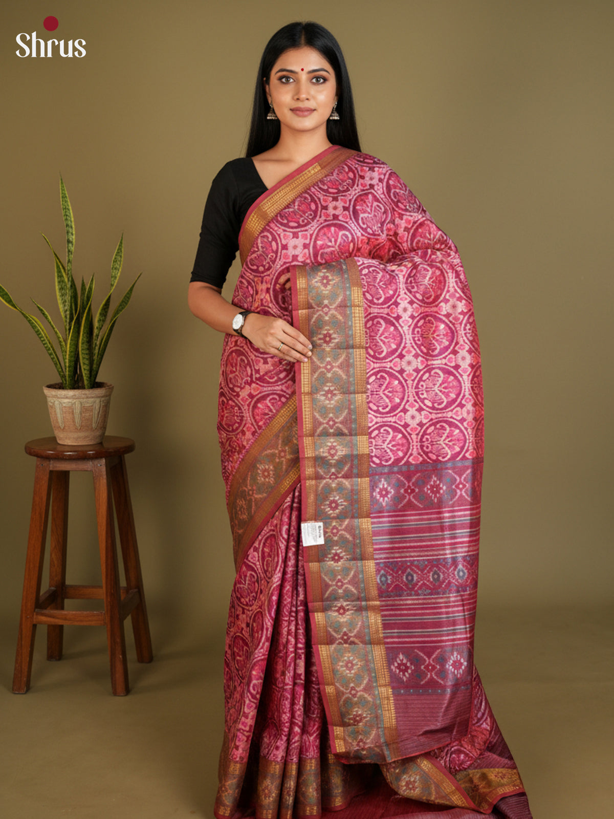 EAS12240 - Semi Patola -Rettapet border Saree - Shop on Shrus.com