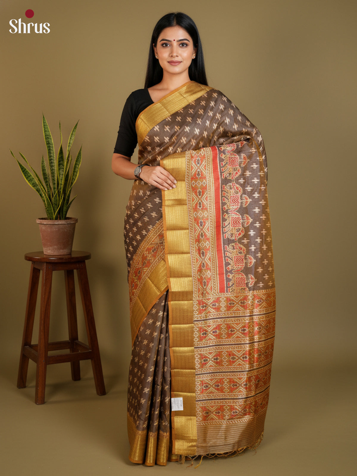 EAS12252 - Semi Patola-Regular Border Saree - Shop on Shrus.com