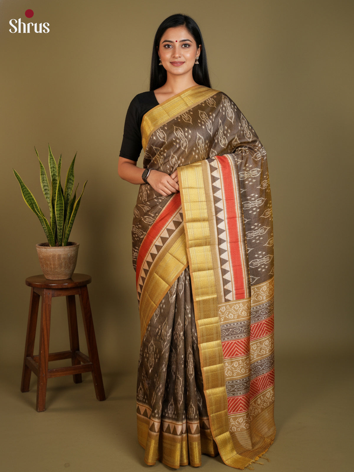 EAS12253 - Semi Patola-Regular Border Saree - Shop on Shrus.com