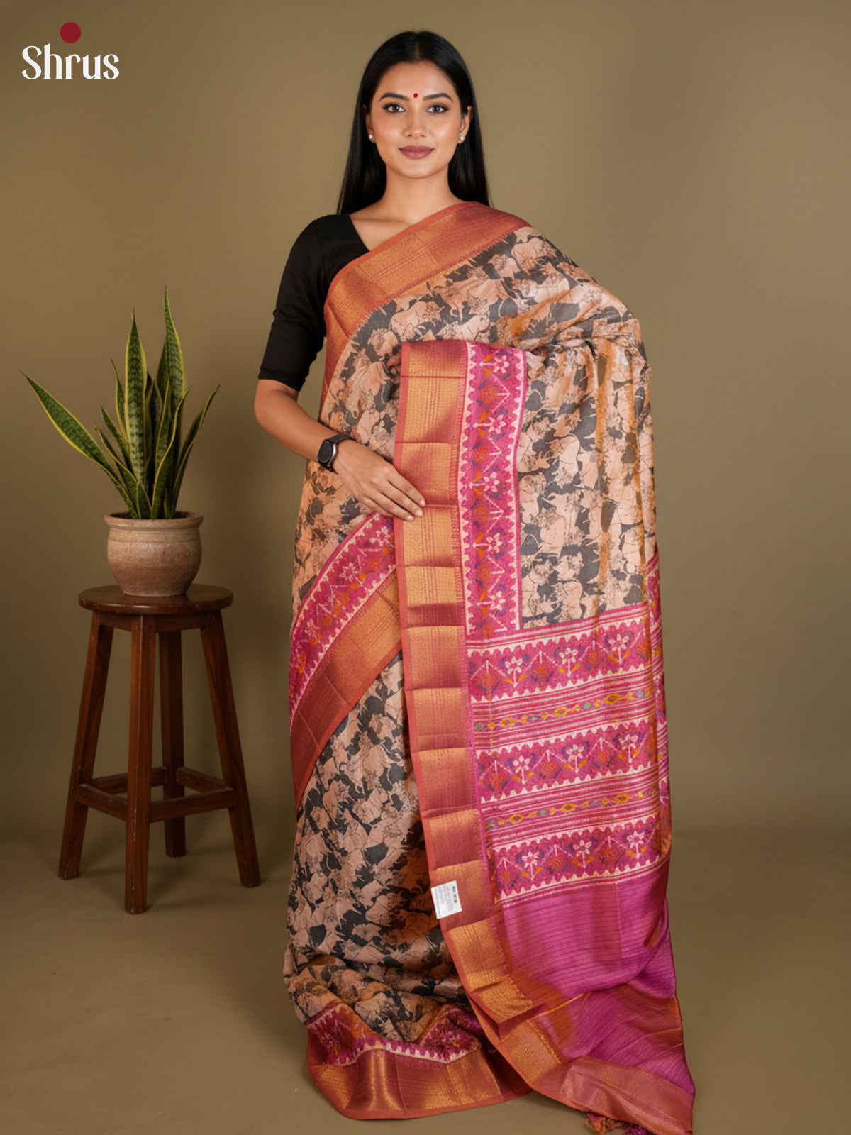 EAS12255 - Semi Patola-Regular Border Saree - Shop on Shrus.com