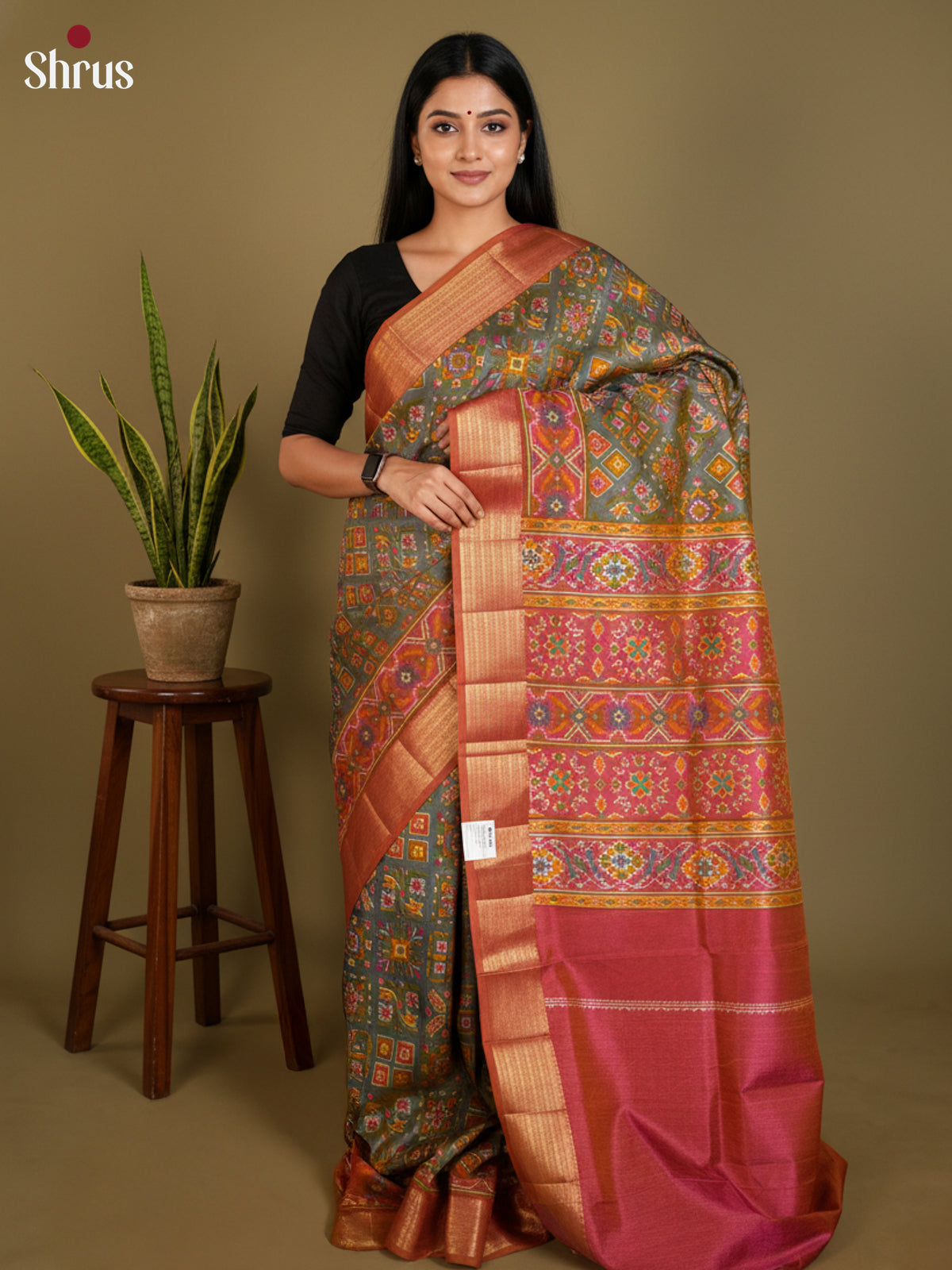 EAS12258 - Semi Patola-Regular Border Saree - Shop on Shrus.com
