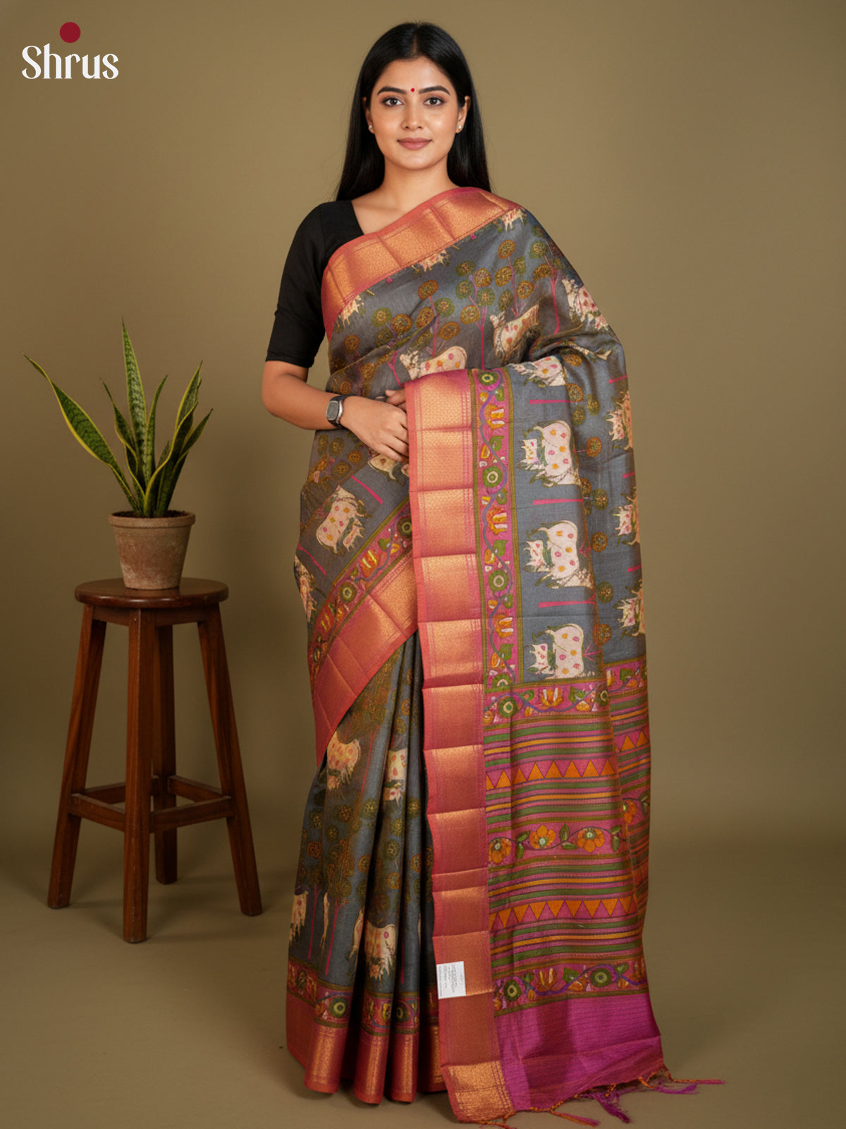EAS12259 - Semi Patola-Regular Border Saree - Shop on Shrus.com