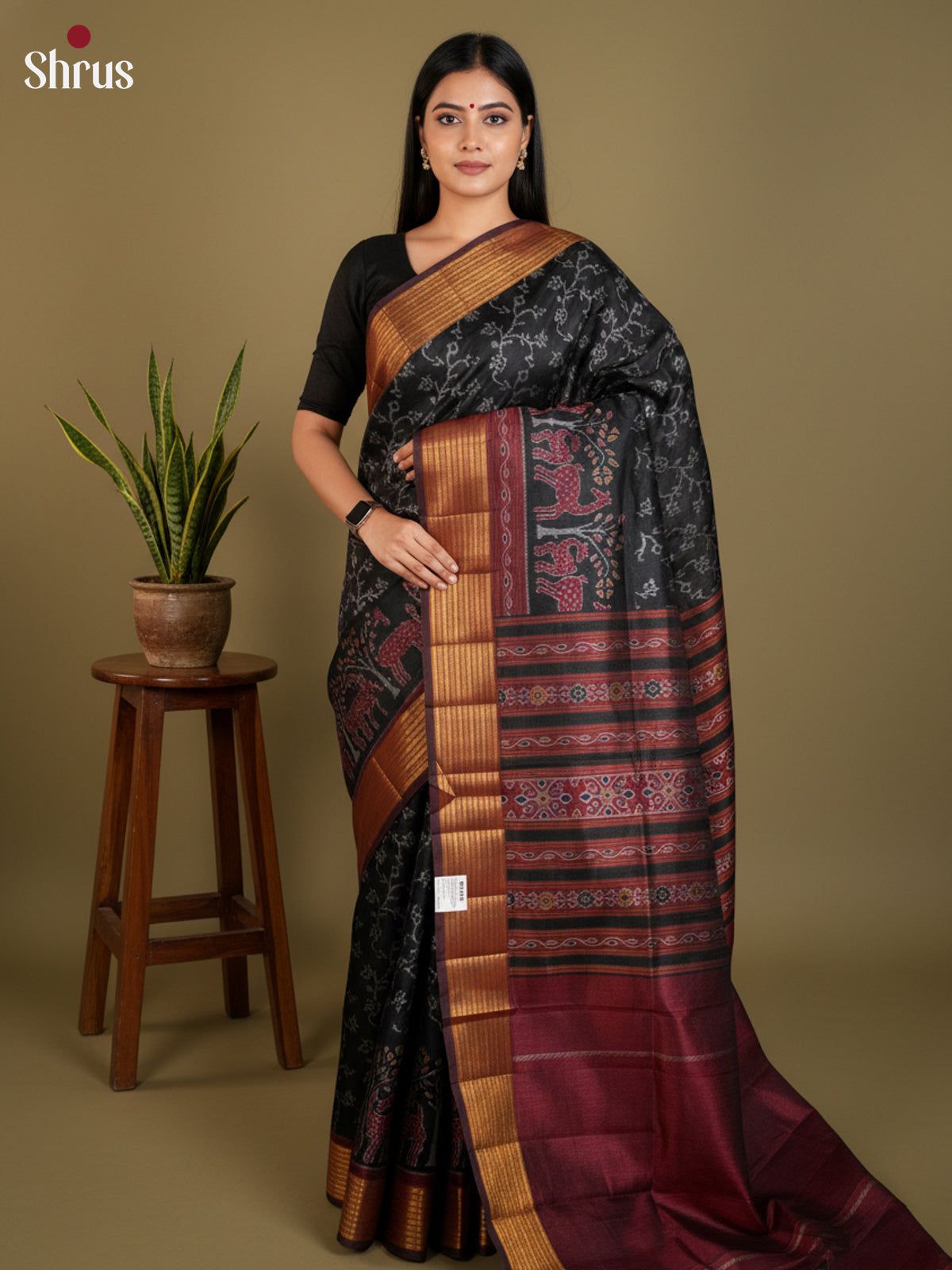 EAS12280 - Semi Patola-Regular Border Saree - Shop on Shrus.com