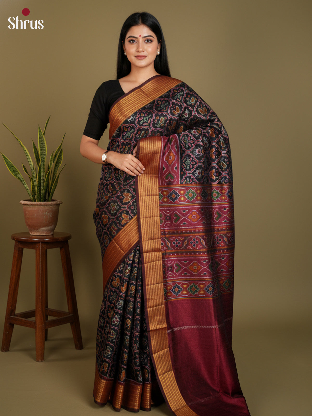 EAS12281 - Semi Patola-Regular Border Saree - Shop on Shrus.com