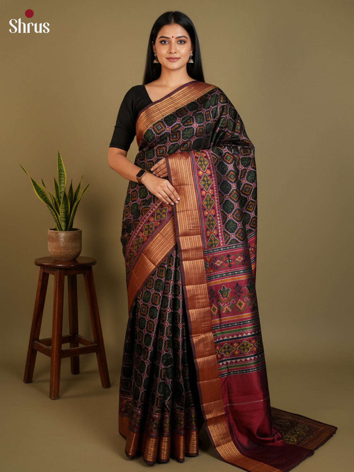 EAS12282 - Semi Patola-Regular Border Saree - Shop on Shrus.com