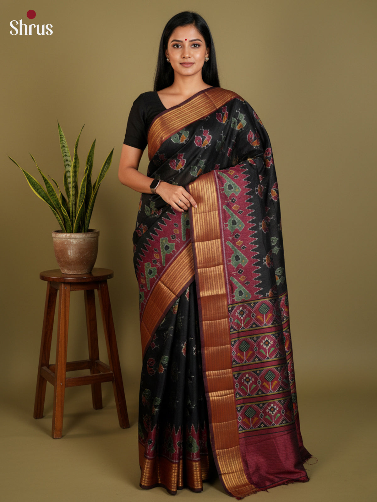 EAS12283 - Semi Patola-Regular Border Saree - Shop on Shrus.com
