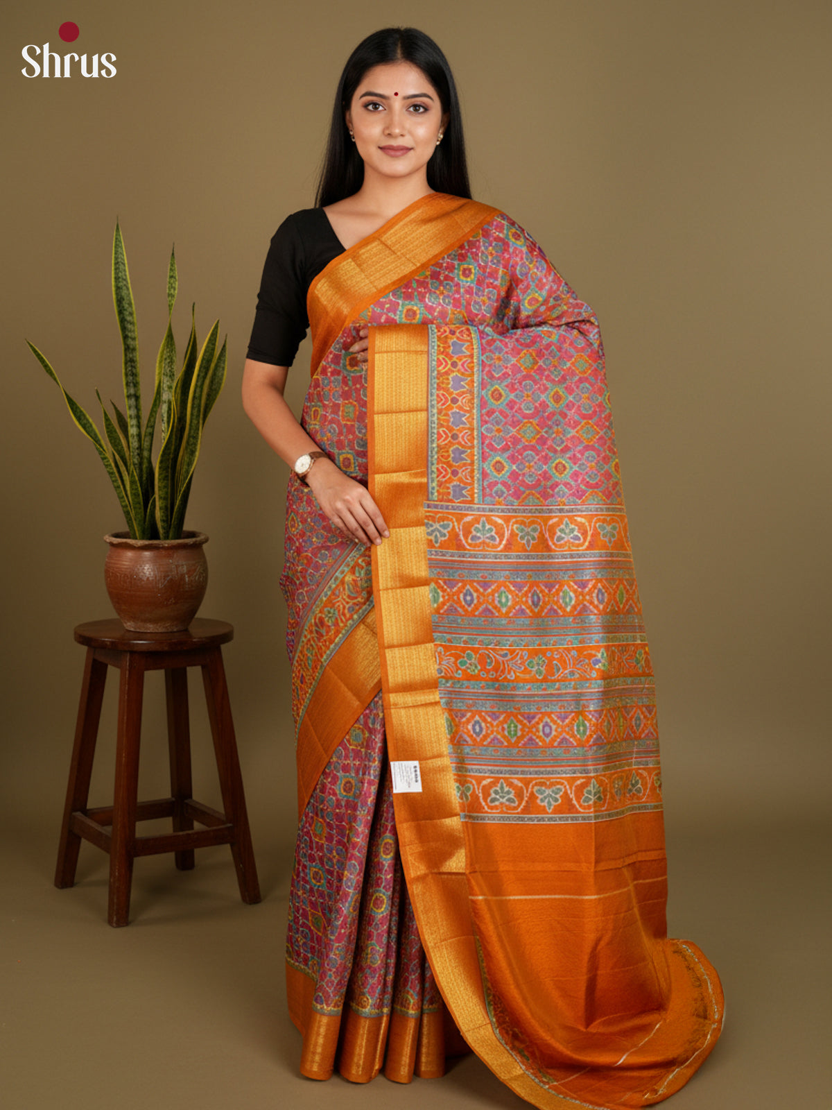 EAS12293 - Semi Patola-Regular Border Saree - Shop on Shrus.com