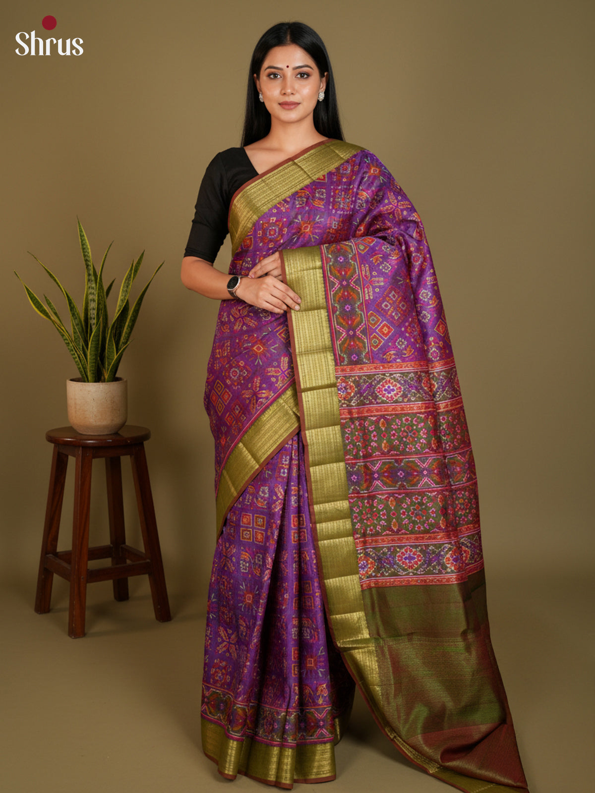 EAS12301 - Semi Patola-Regular Border Saree - Shop on Shrus.com